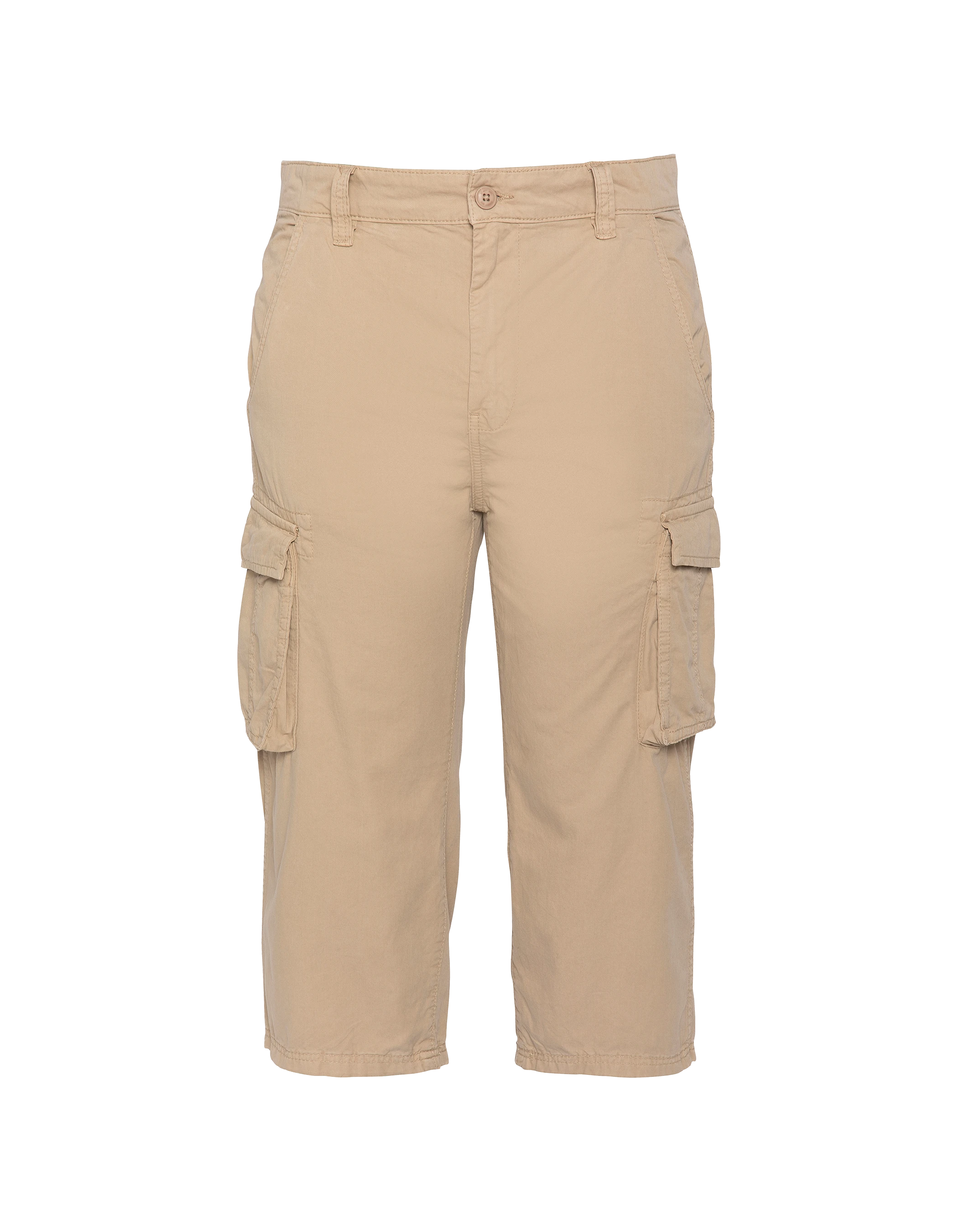 Beige multi-pocket cargo capri pants-1