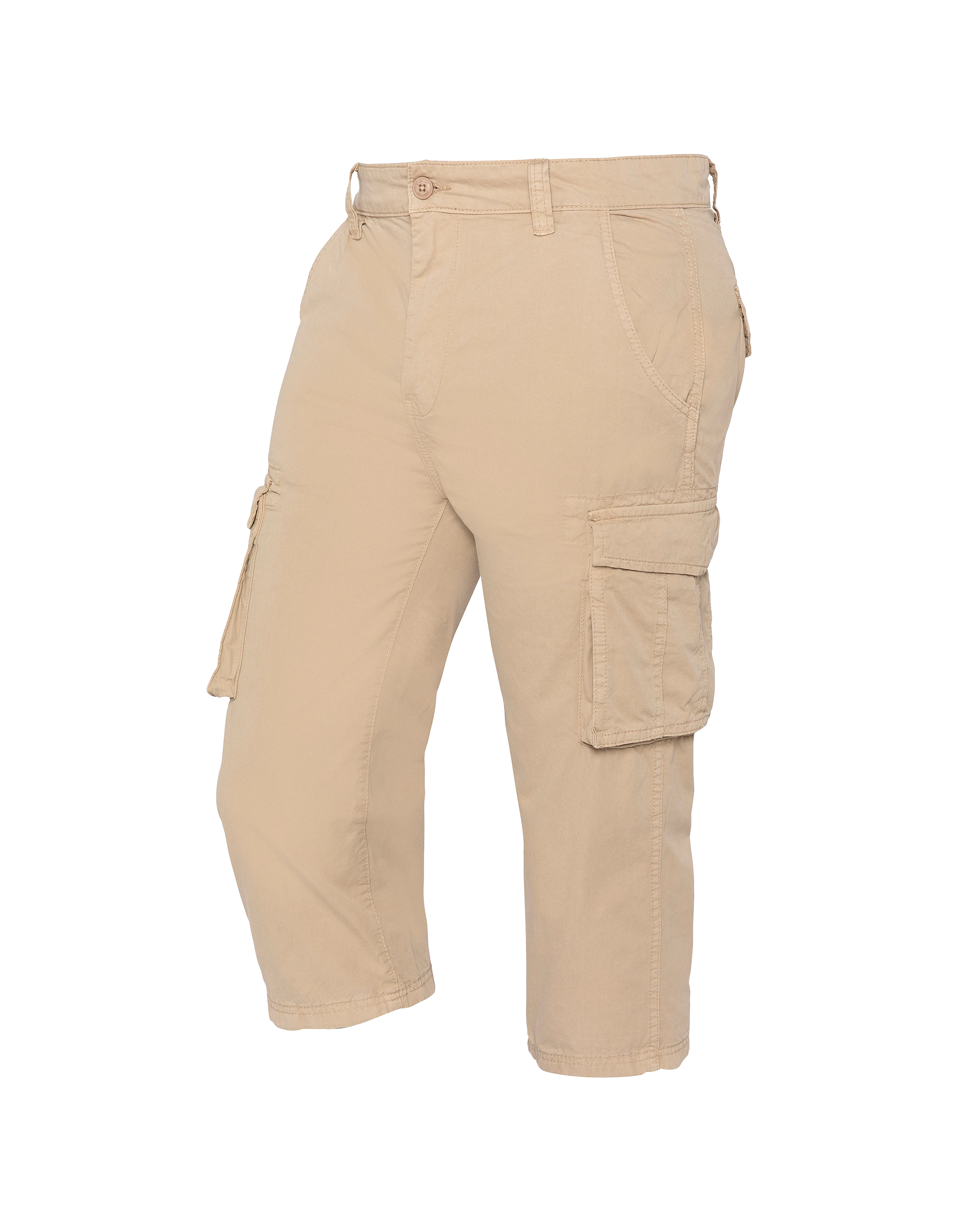 Beige multi-pocket cargo capri pants-4