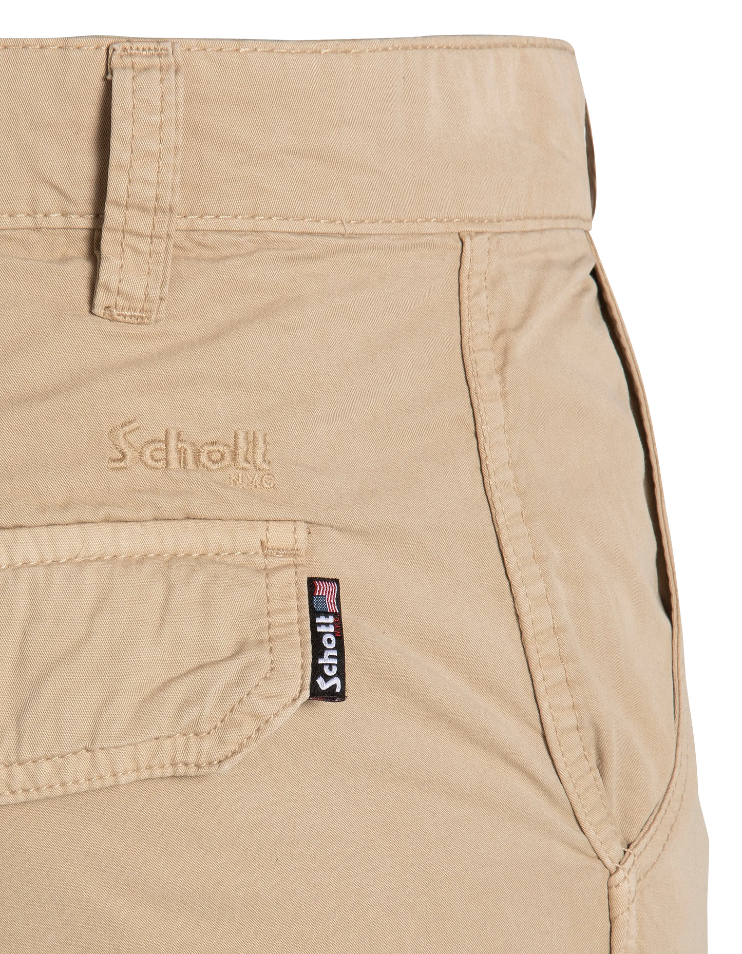 Beige multi-pocket cargo capri pants