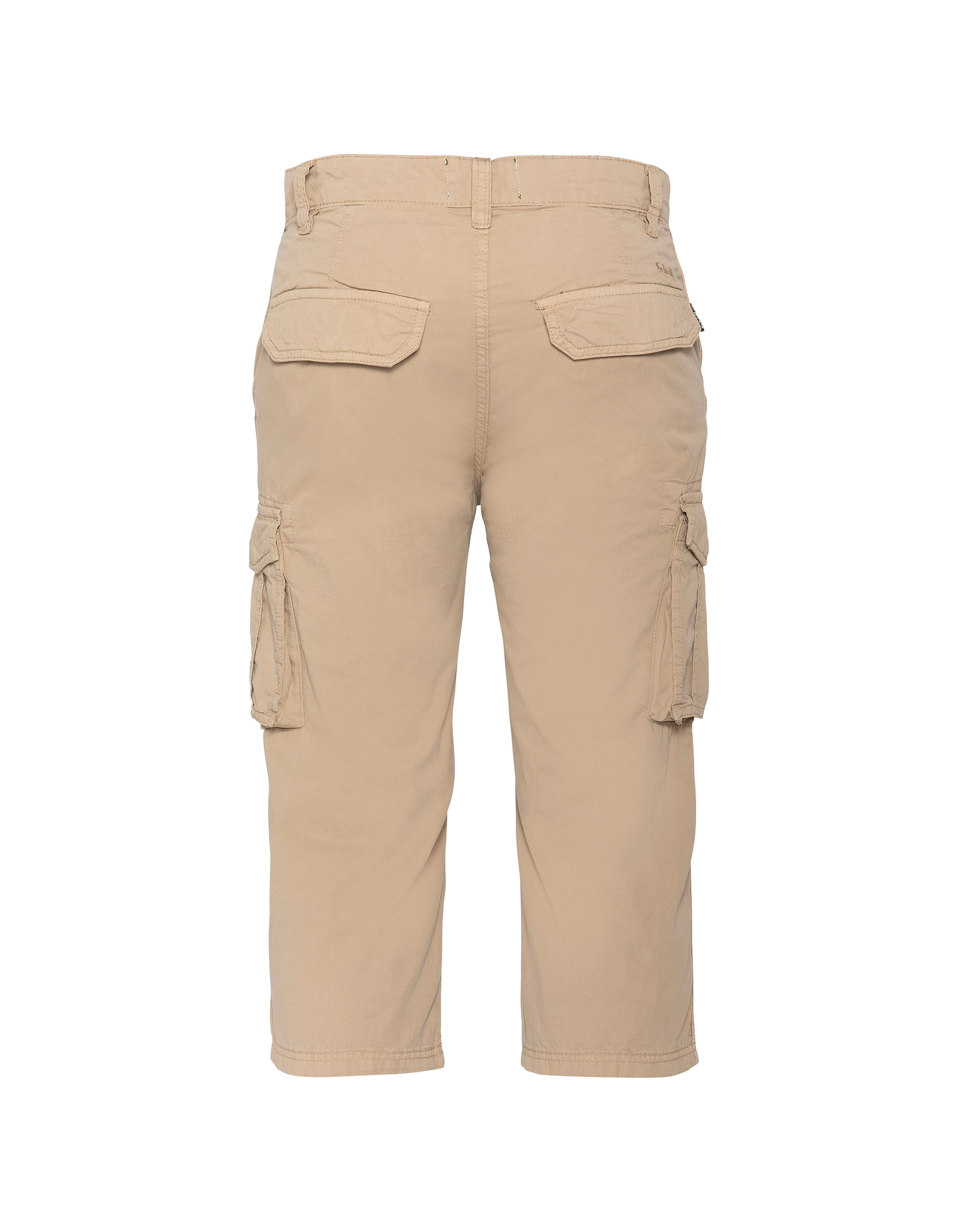 Beige multi-pocket cargo capri pants