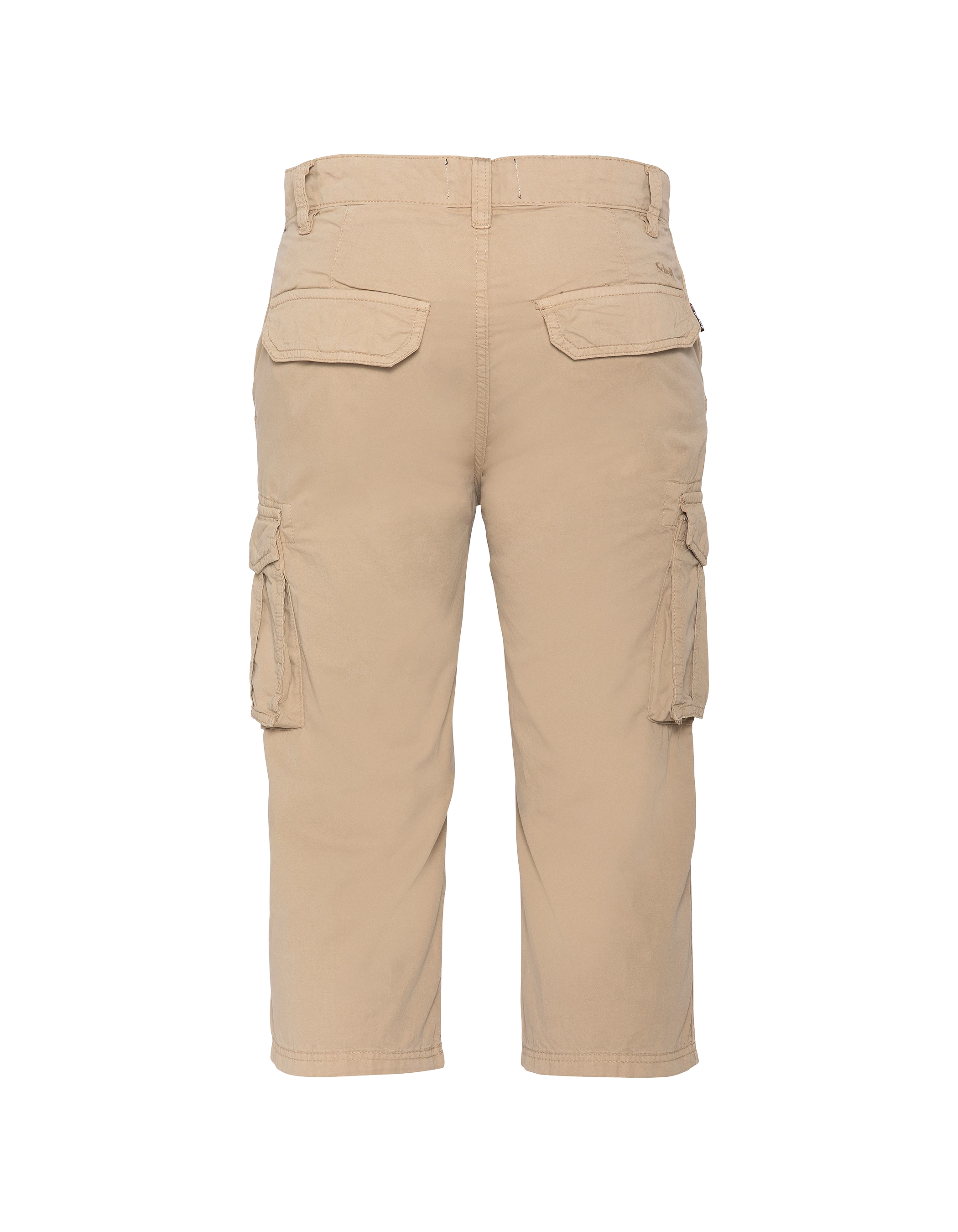 Beige multi-pocket cargo capri pants-2