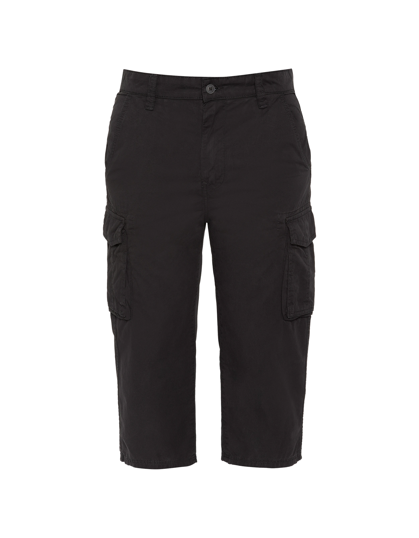 Black multi-pocket cargo capri pants