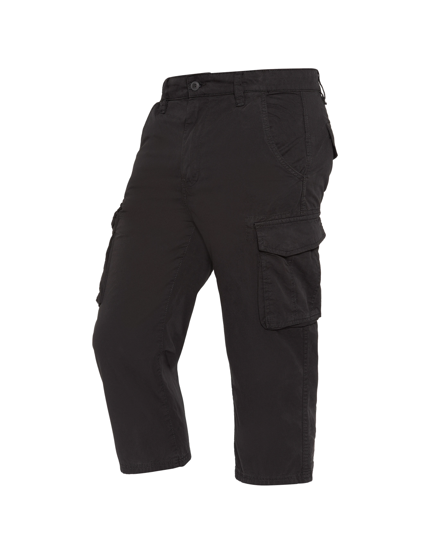 Black multi-pocket cargo capri pants