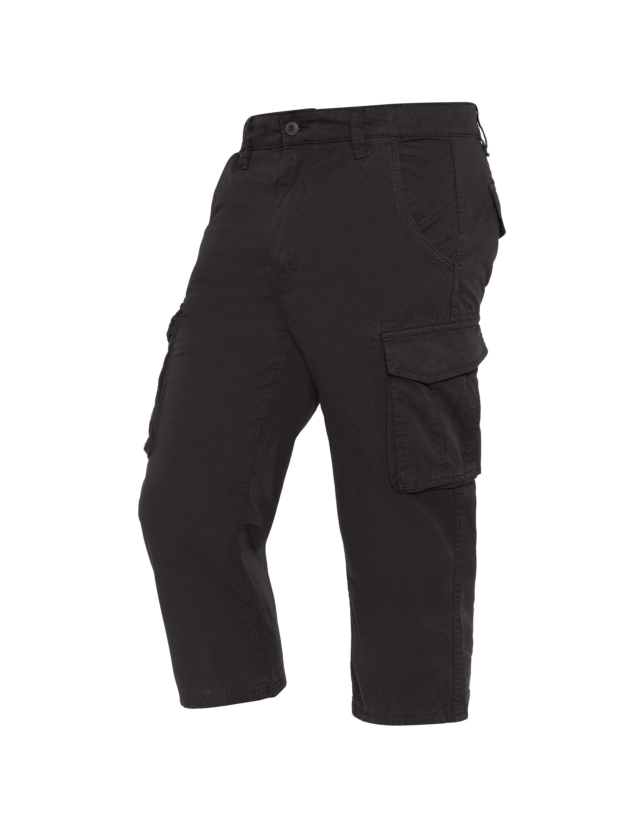 Black multi-pocket cargo capri pants-4