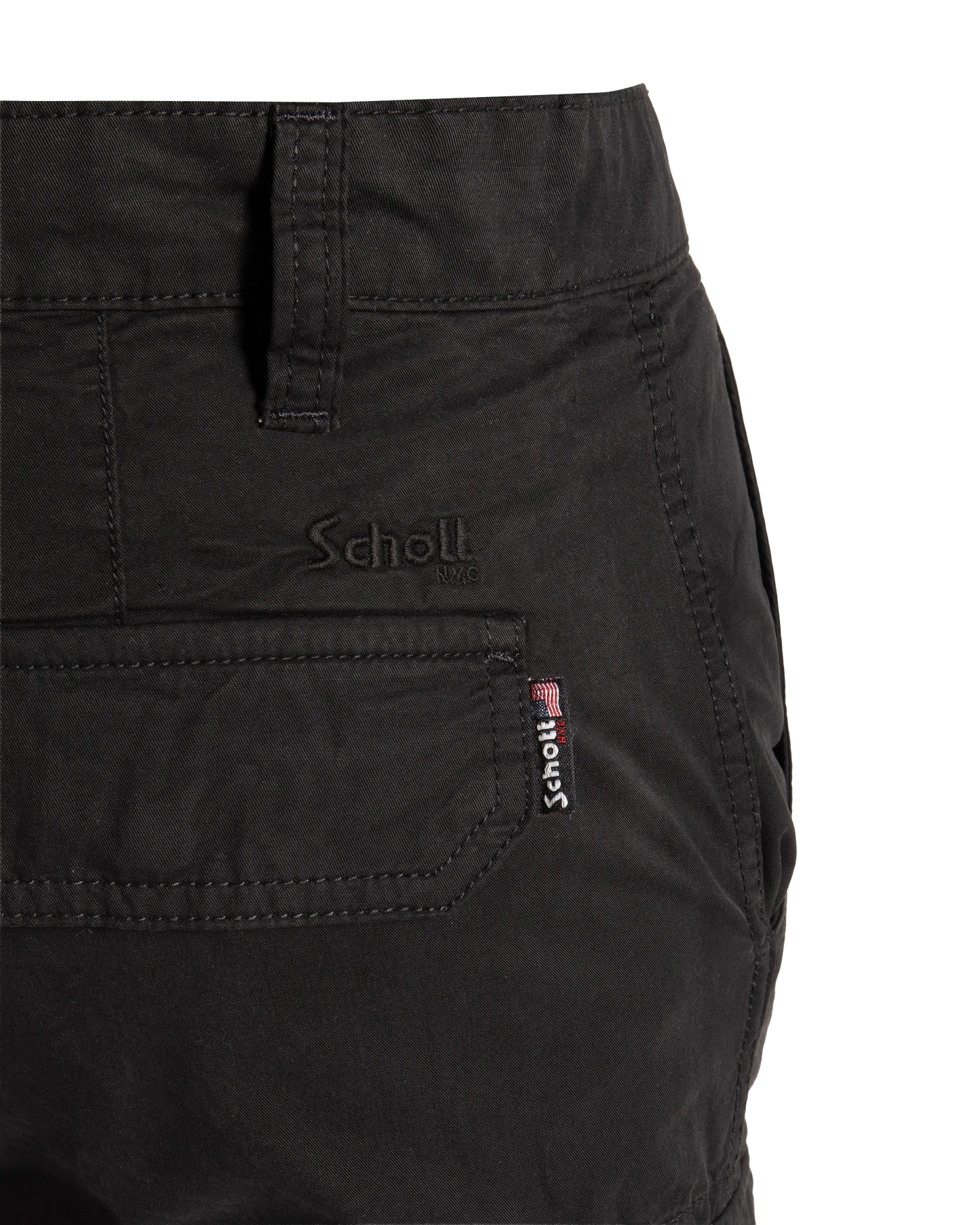 Black multi-pocket cargo capri pants