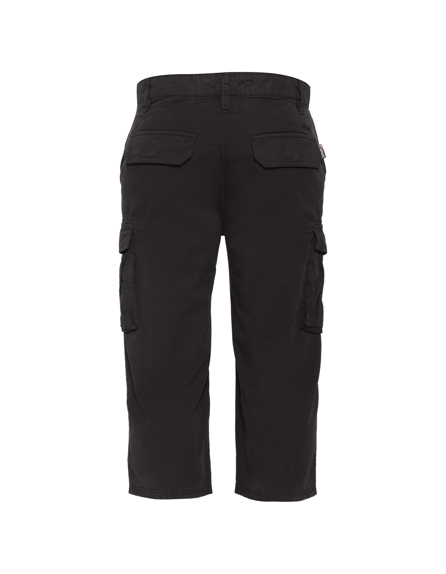 Black multi-pocket cargo capri pants