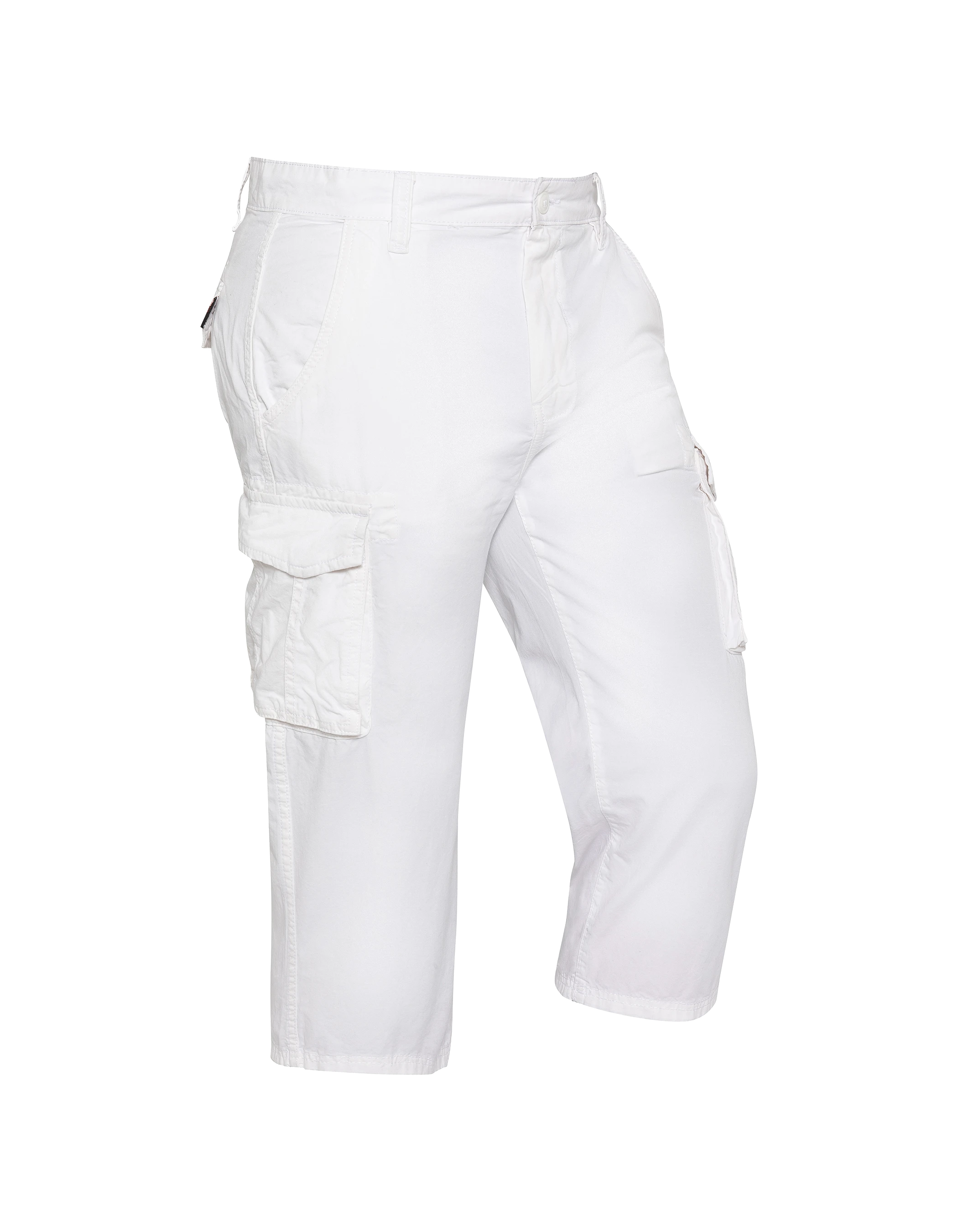 Weiße, kurze Cargohose mit mehreren Taschen-3