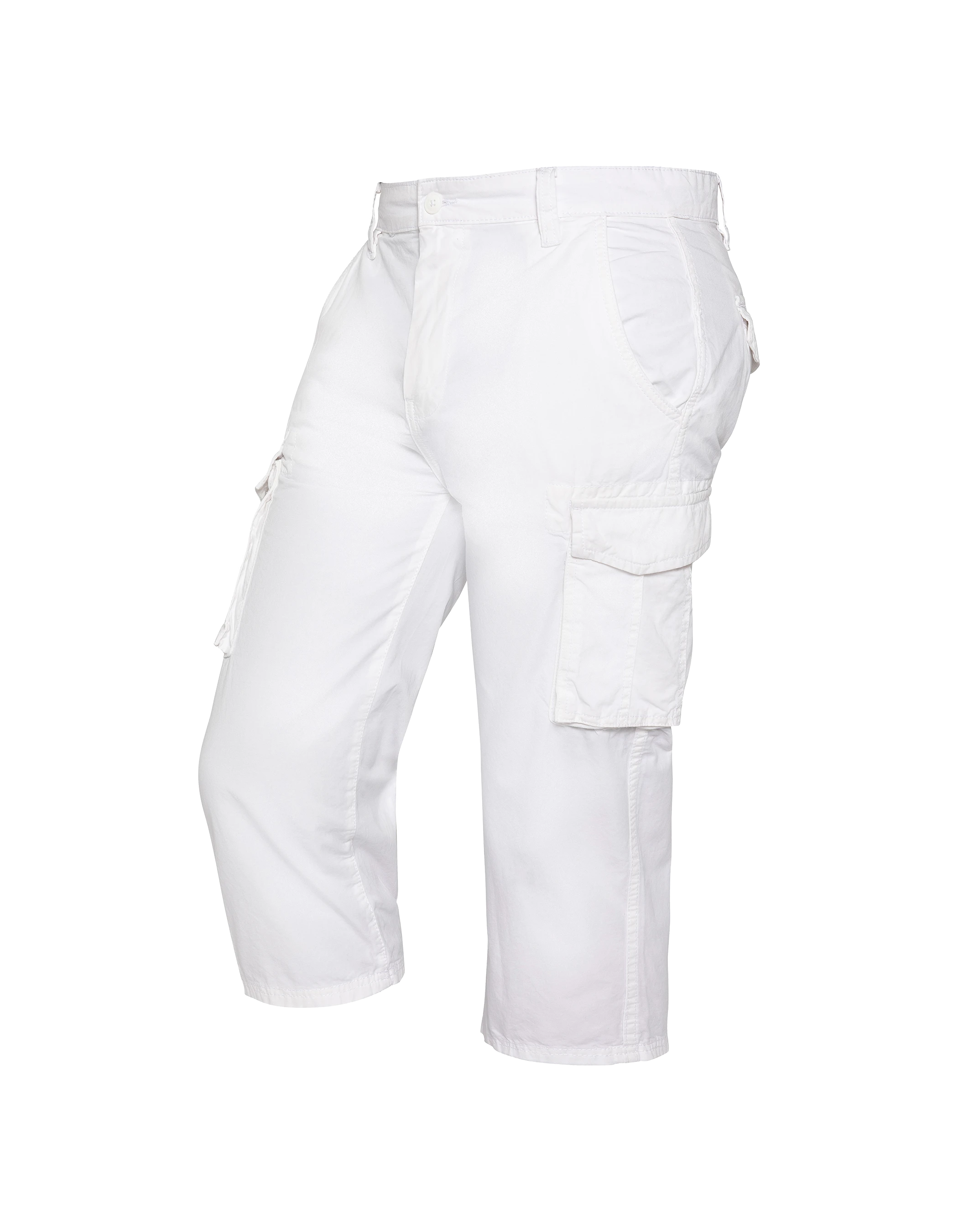 Weiße, kurze Cargohose mit mehreren Taschen-4