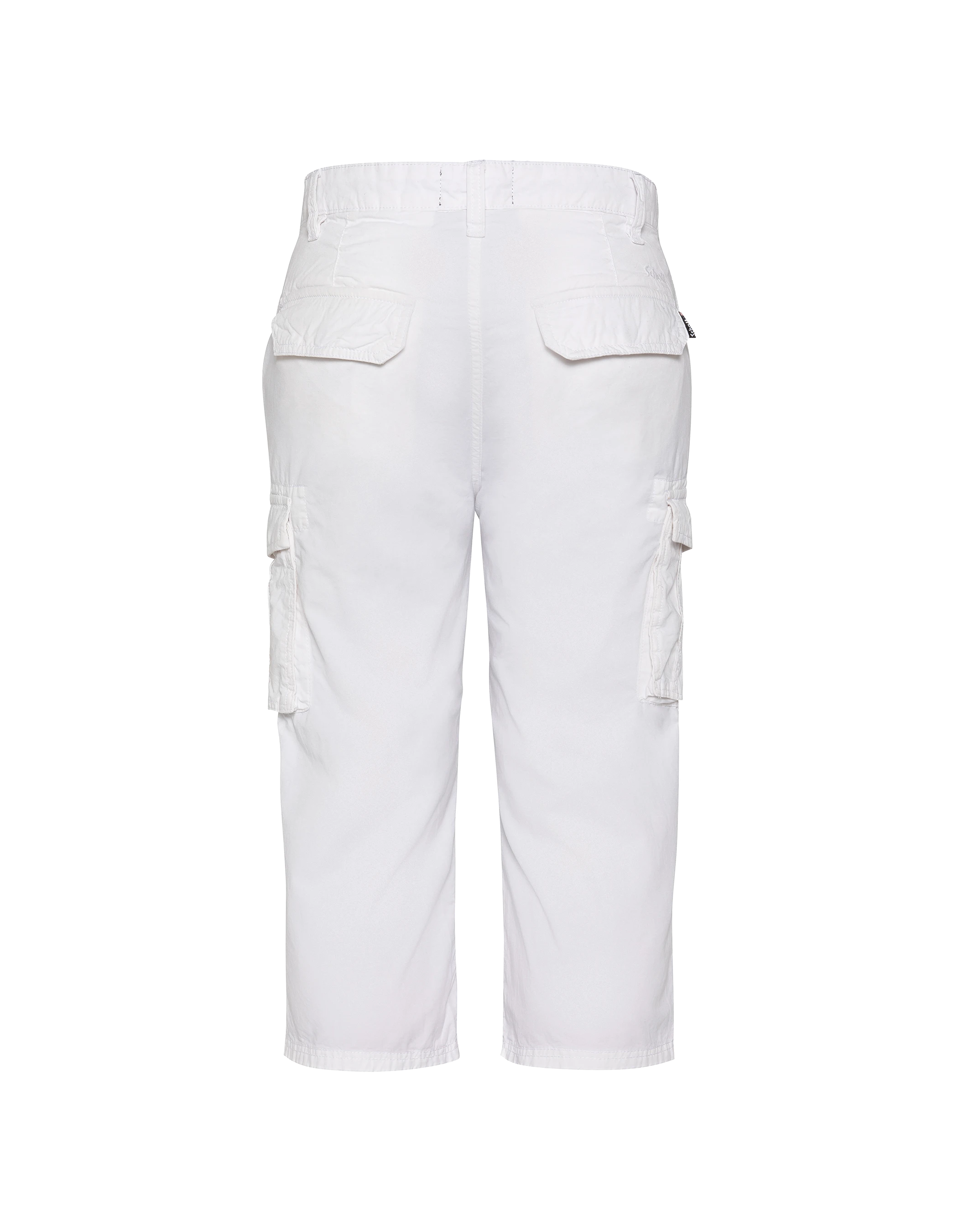 Weiße, kurze Cargohose mit mehreren Taschen-2