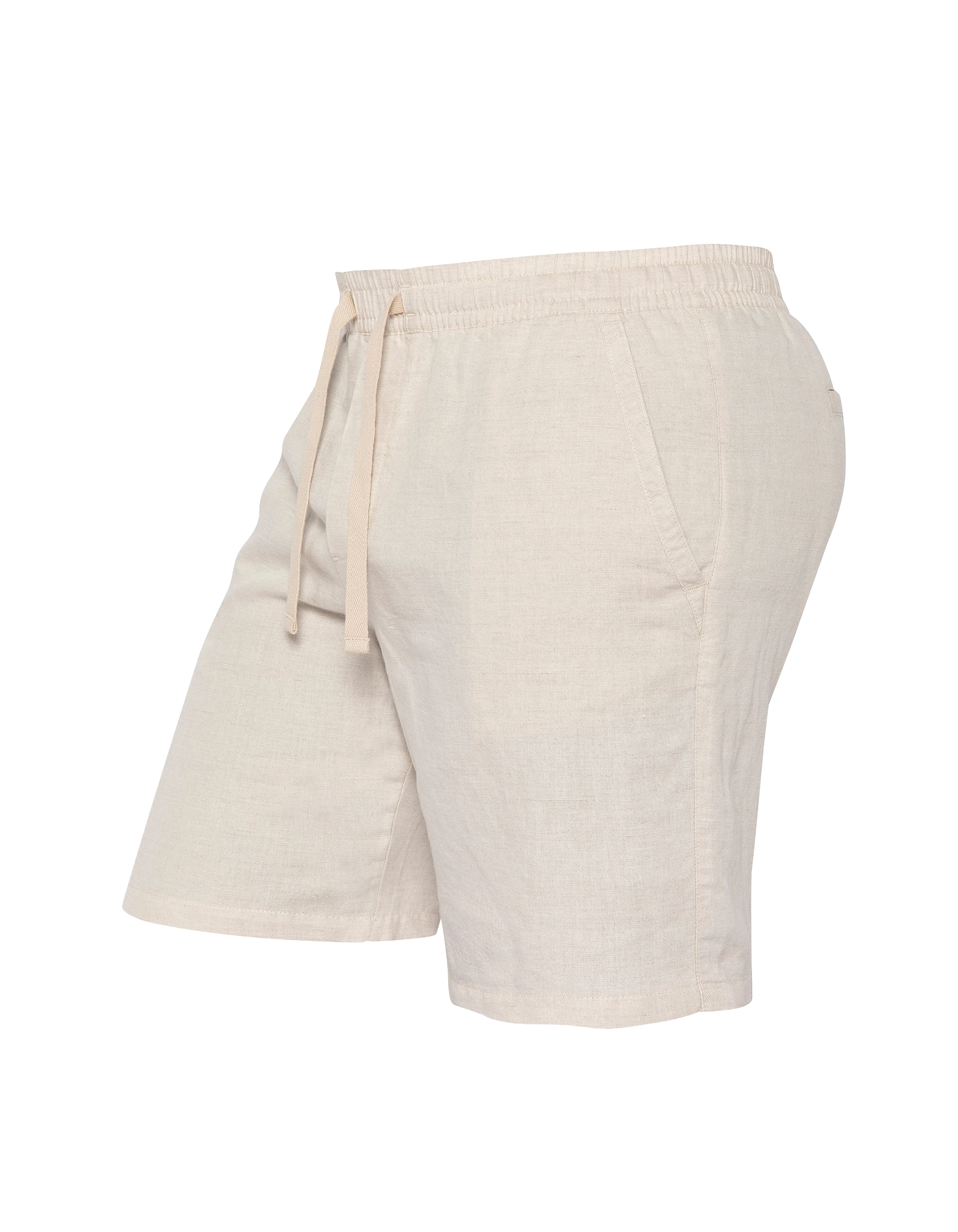 Beigefarbene Shorts aus Leinenmischung-4