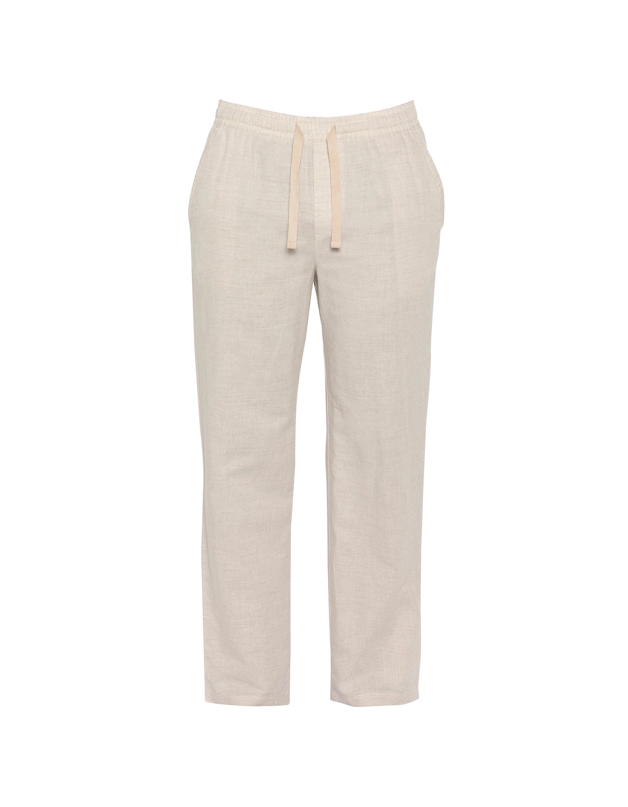Beigefarbene Hose aus Leinenmischung-1