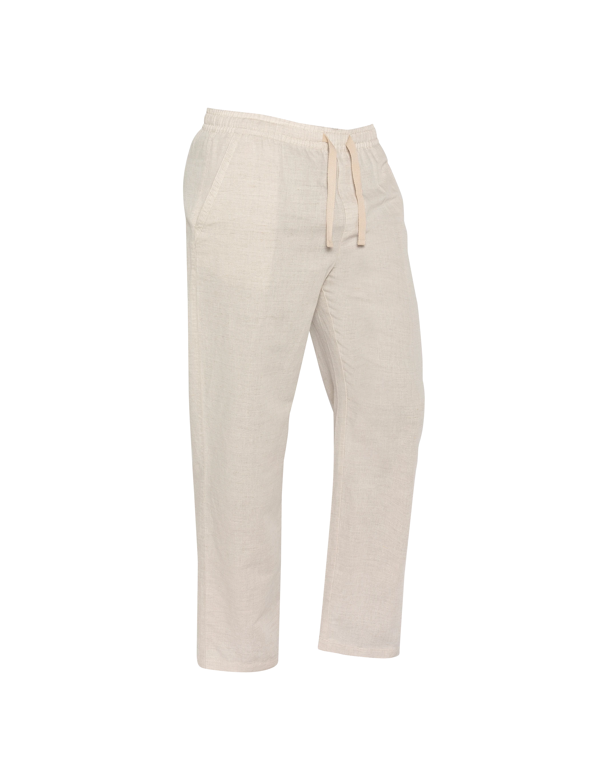 Beigefarbene Hose aus Leinenmischung-3