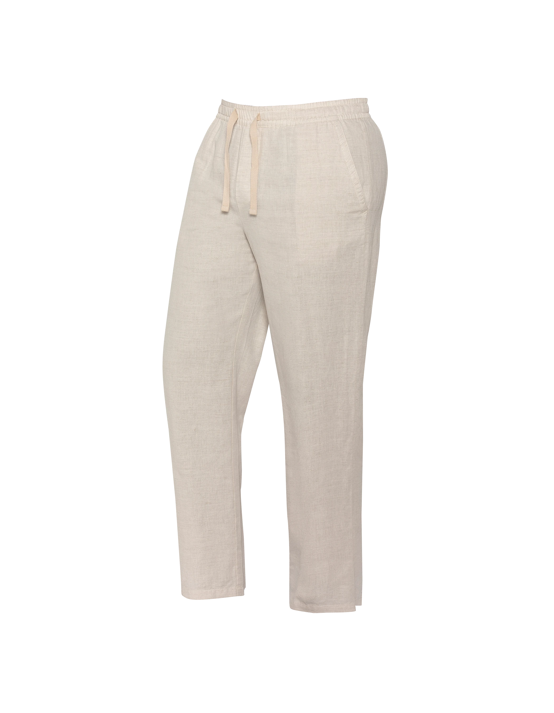 Beigefarbene Hose aus Leinenmischung-4