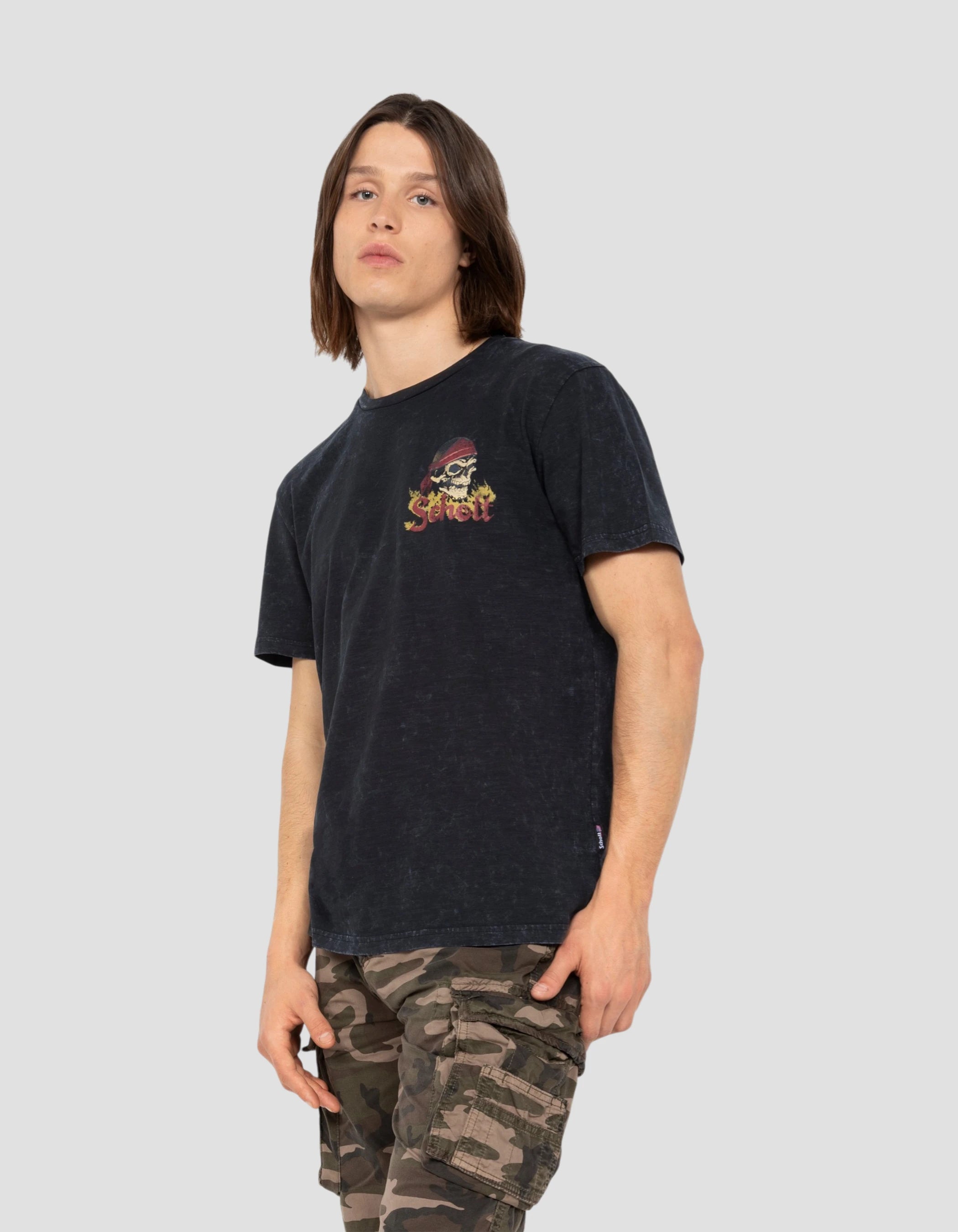 Faded black biker t-shirt, slub yarn-7