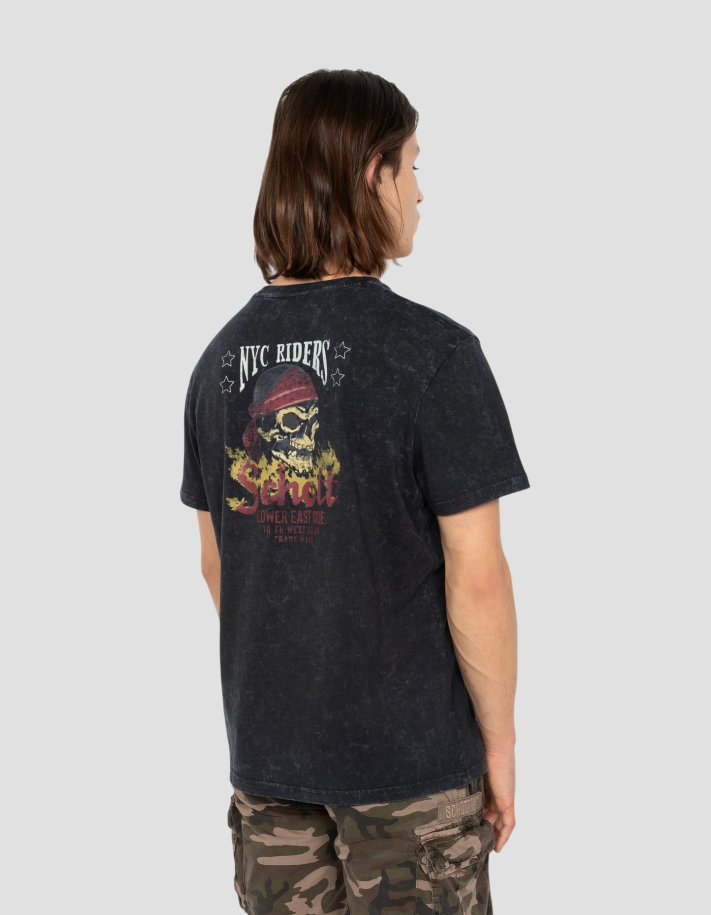 Faded black biker t-shirt, slub yarn