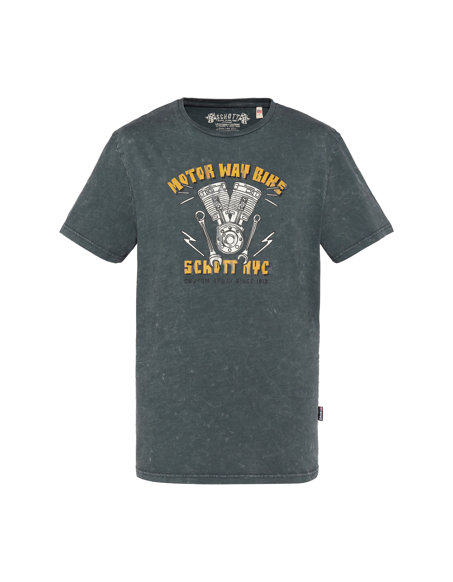 T-shirt biker antracite, effetto fiammato