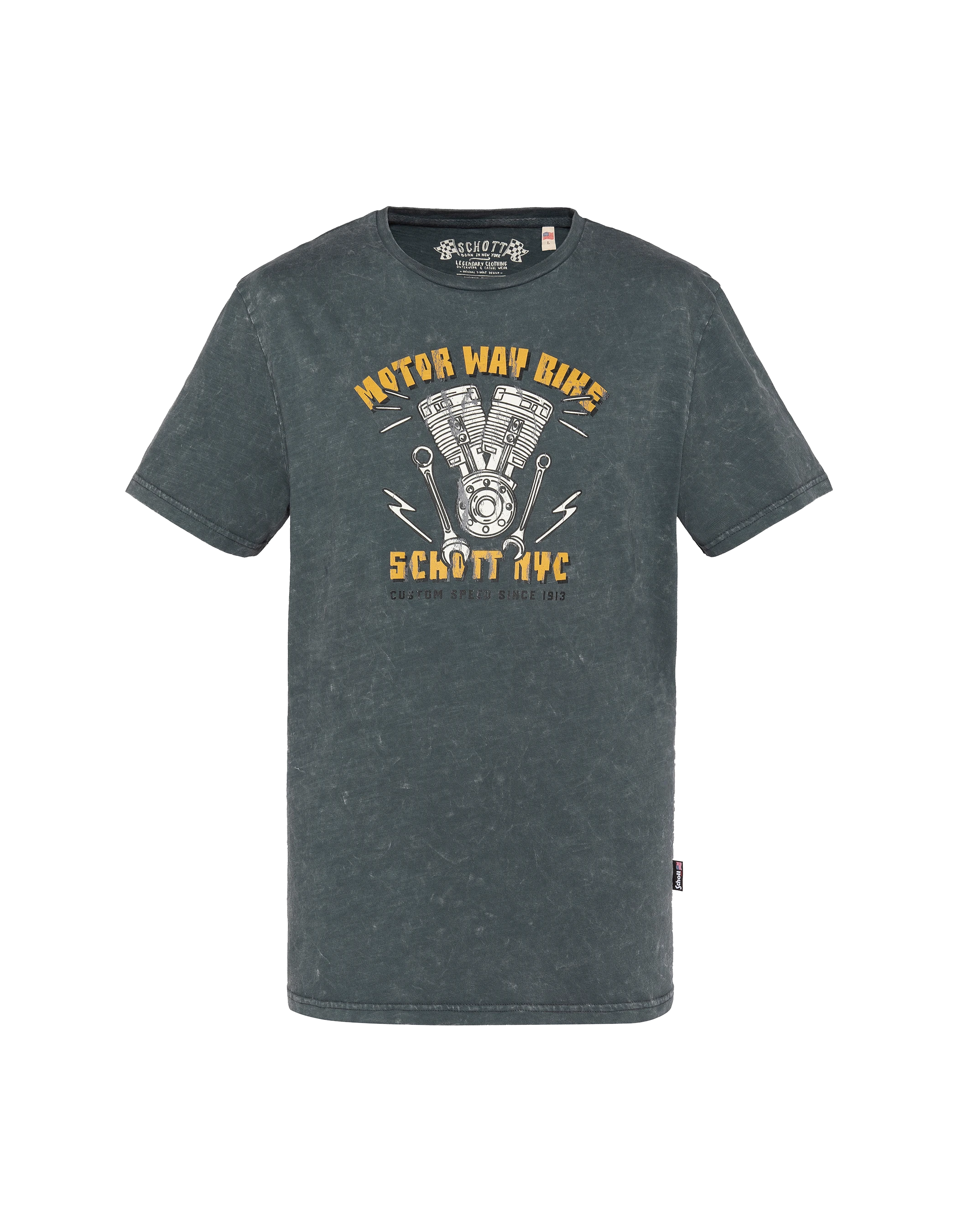 T-shirt biker antracite, effetto fiammato-1