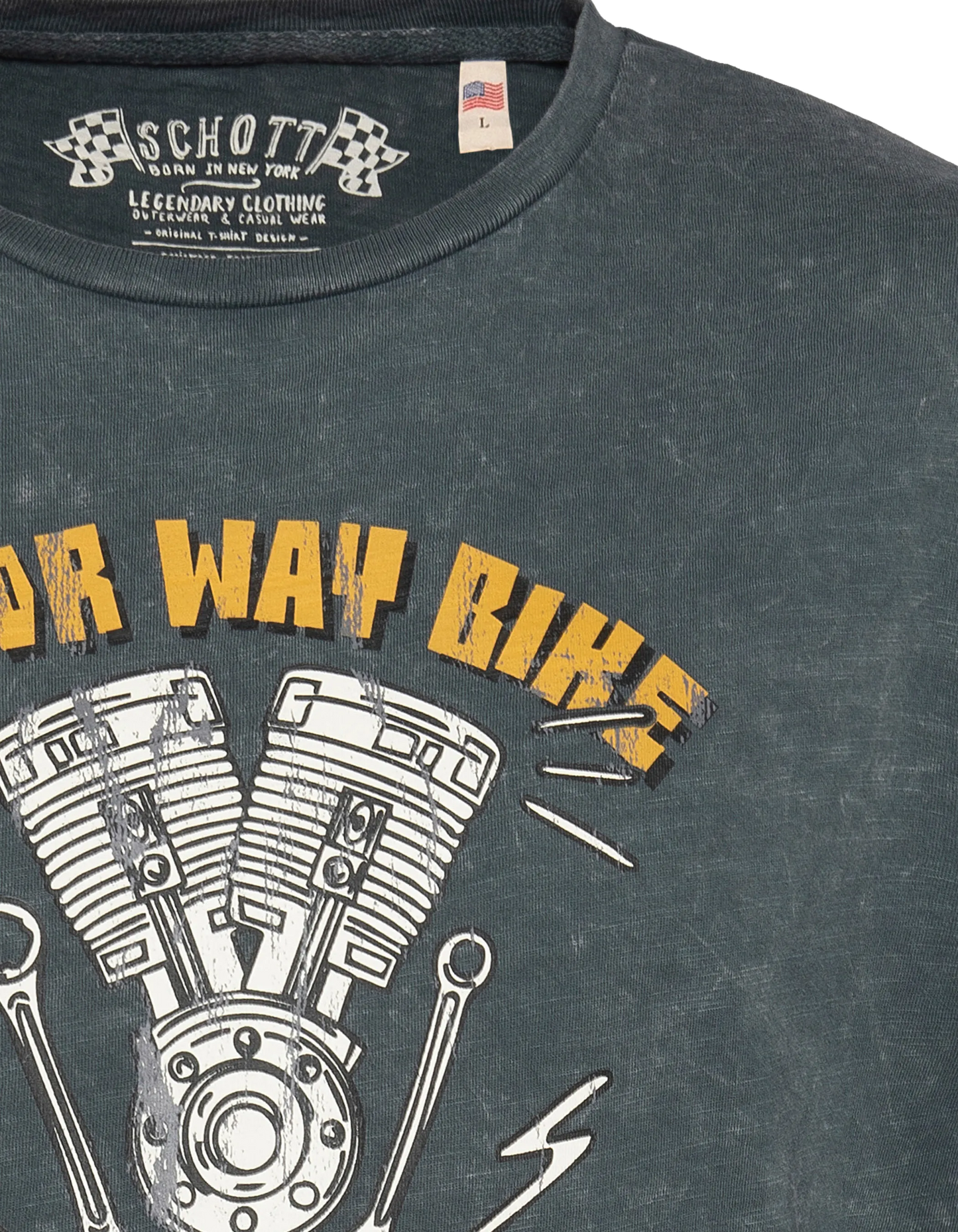 T-shirt biker antracite, effetto fiammato