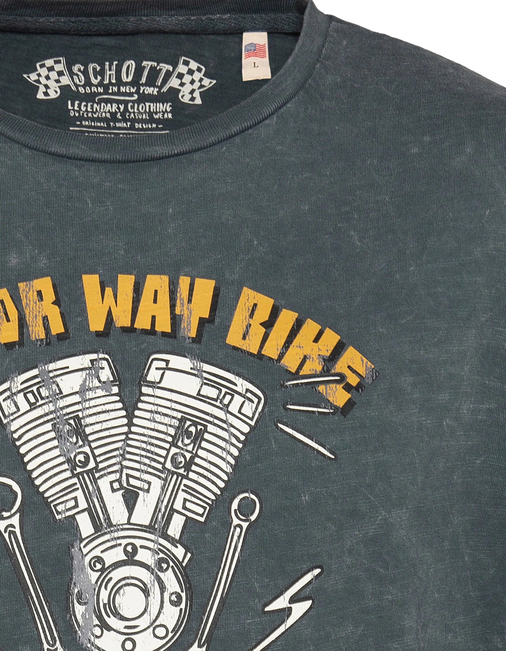 T-shirt biker antracite, effetto fiammato-3