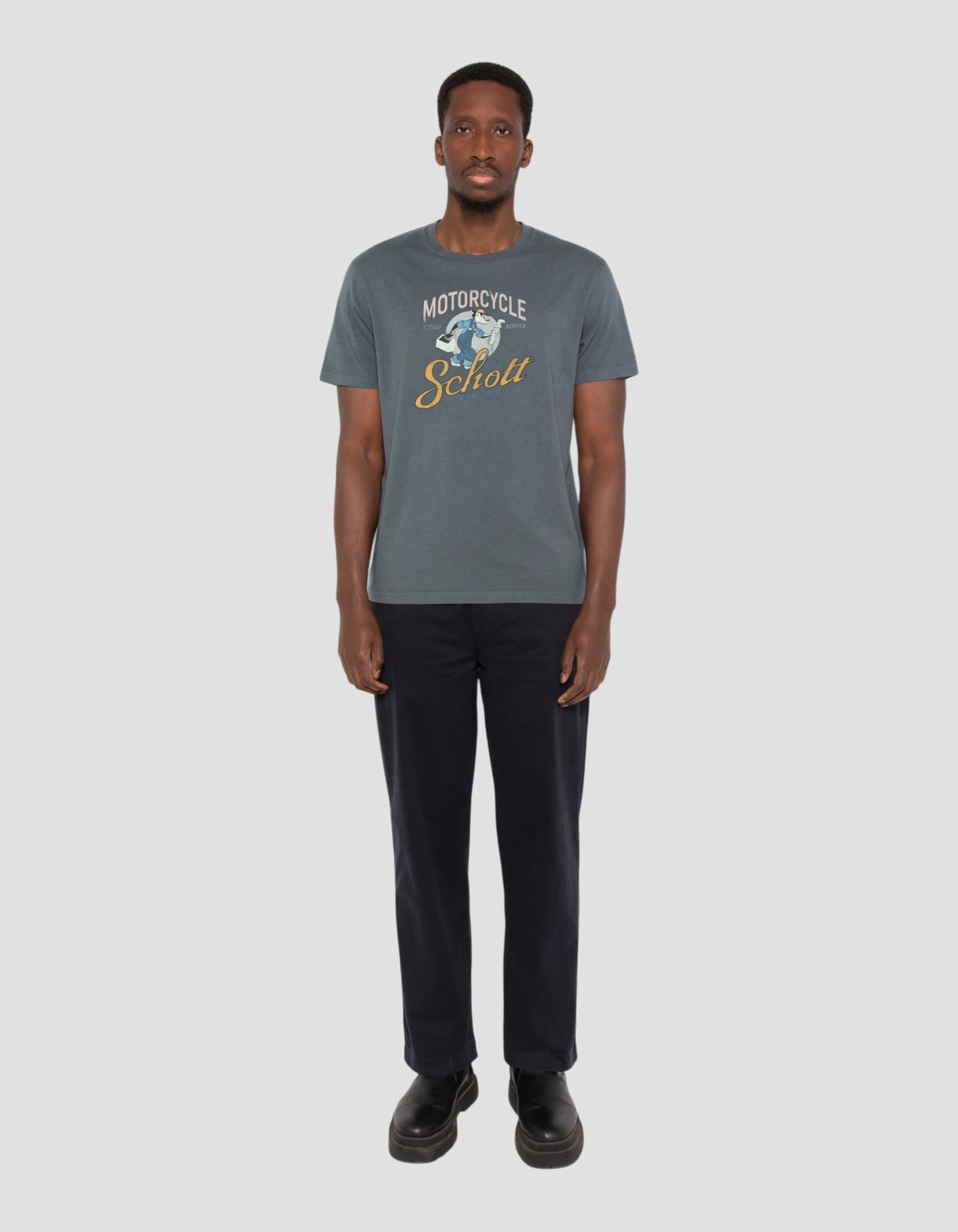 Anthracite cartoon biker t-shirt-1