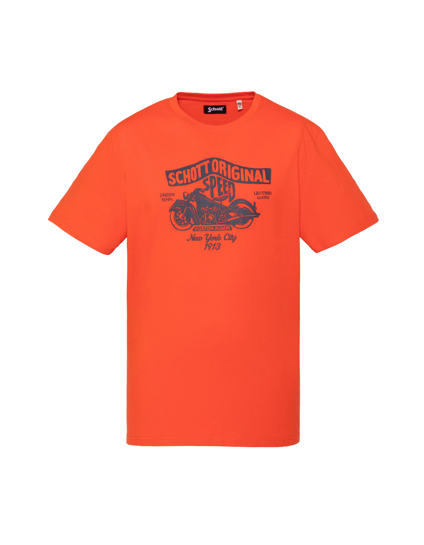 T-shirt orange imprimé logo moto vintage