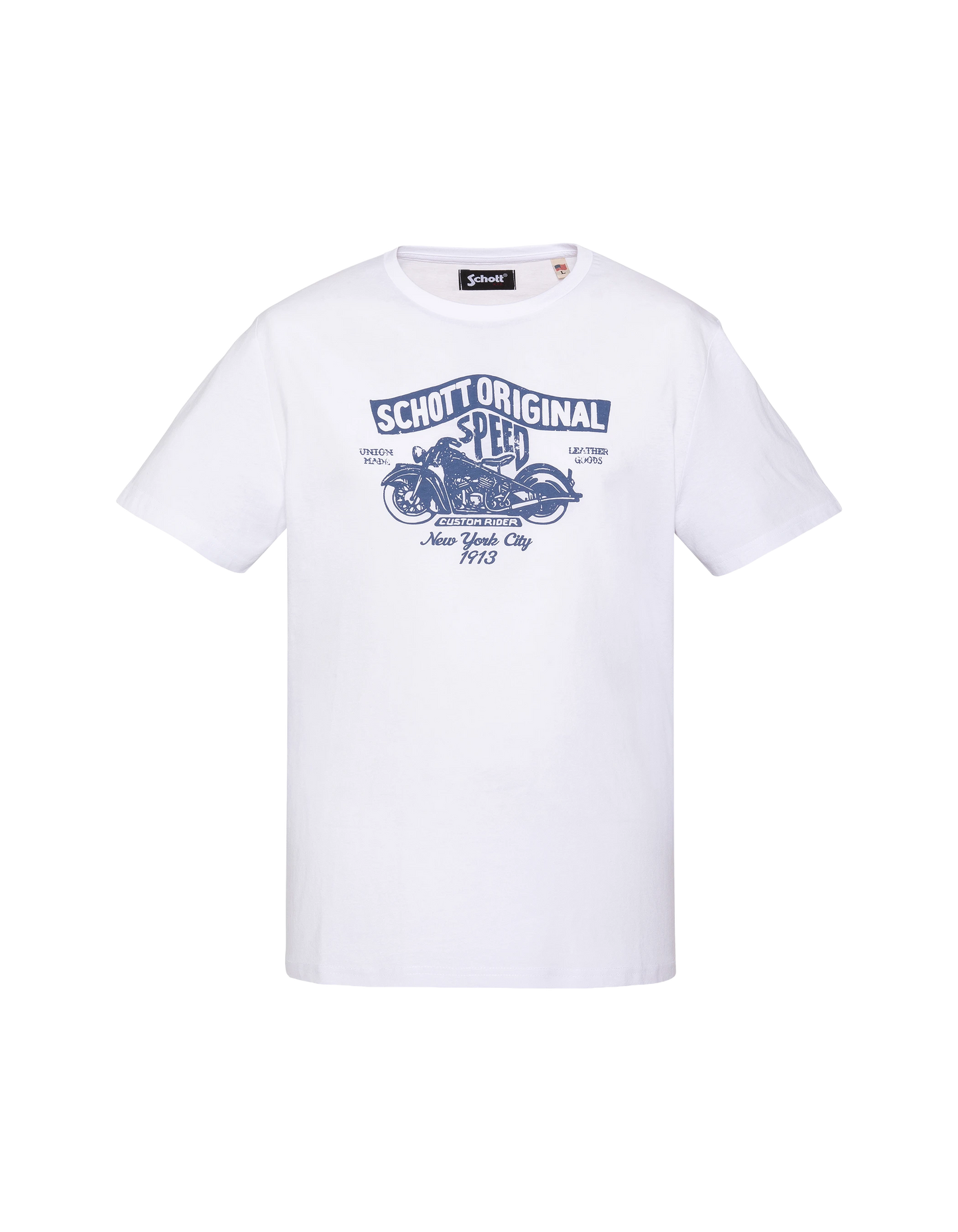 Weißes T-Shirt mit Vintage-Motorrad-Logo-Aufdruck
