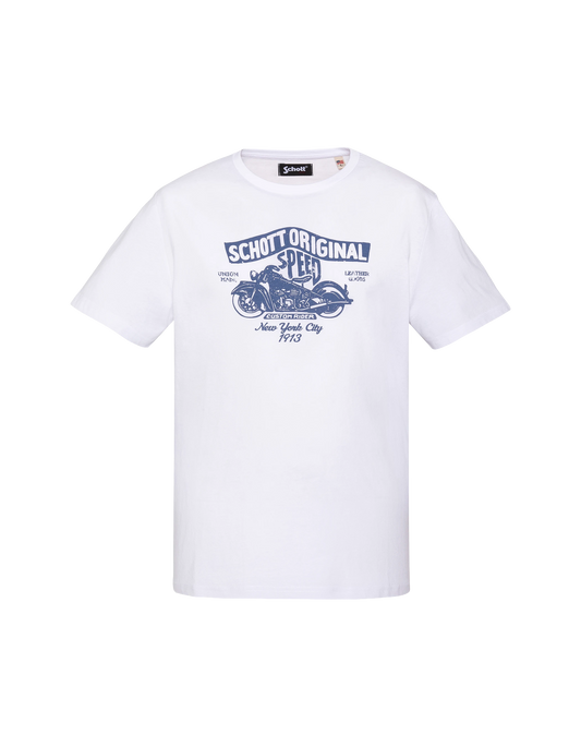 White t-shirt printed vintage motorcycle logo
