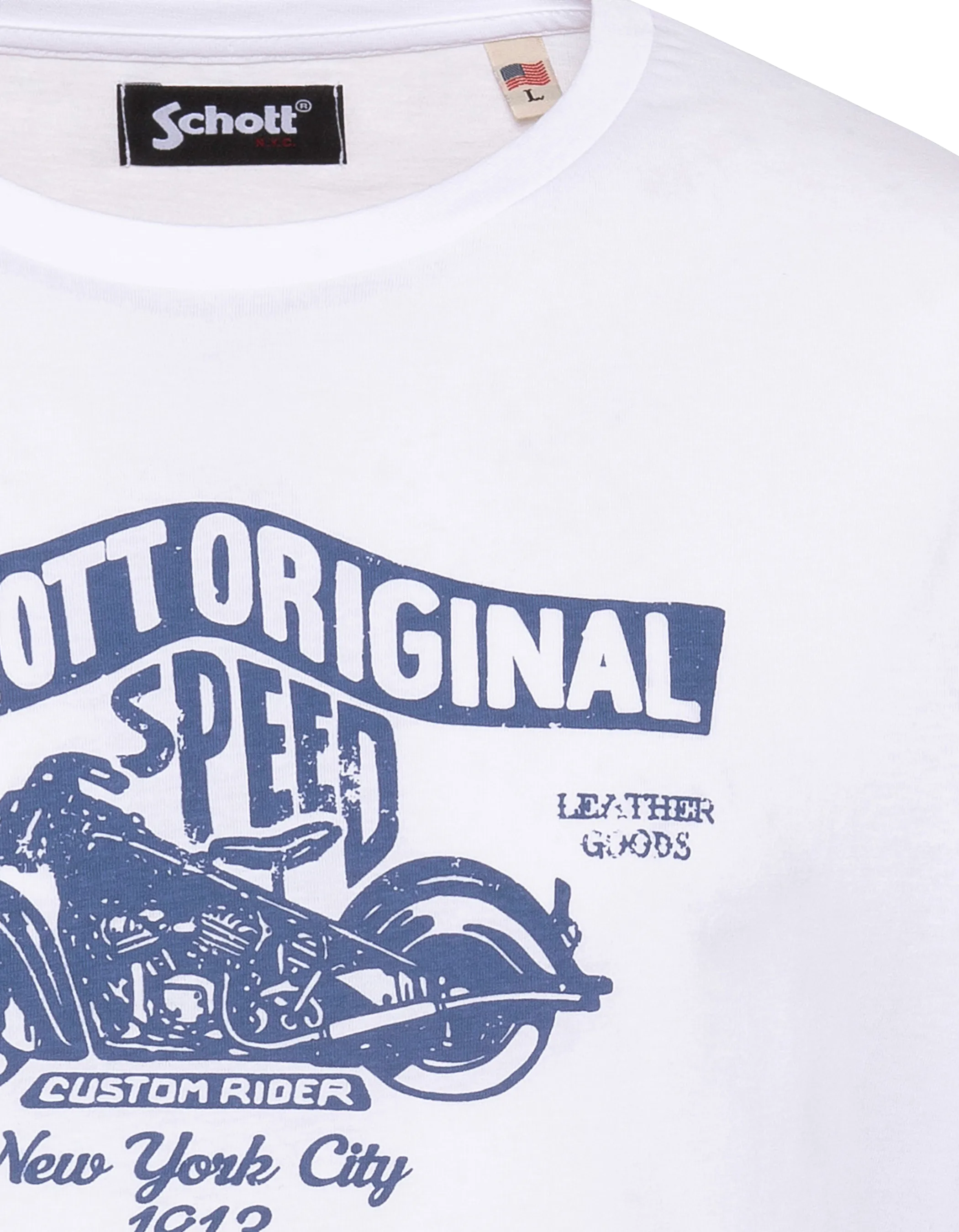 Weißes T-Shirt mit Vintage-Motorrad-Logo-Aufdruck-3