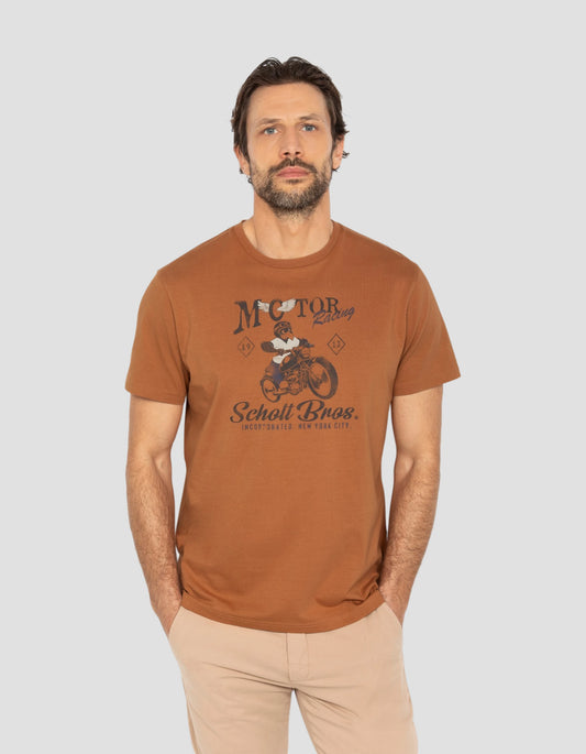 T-shirt da motociclista dei cartoni animati di cammello
