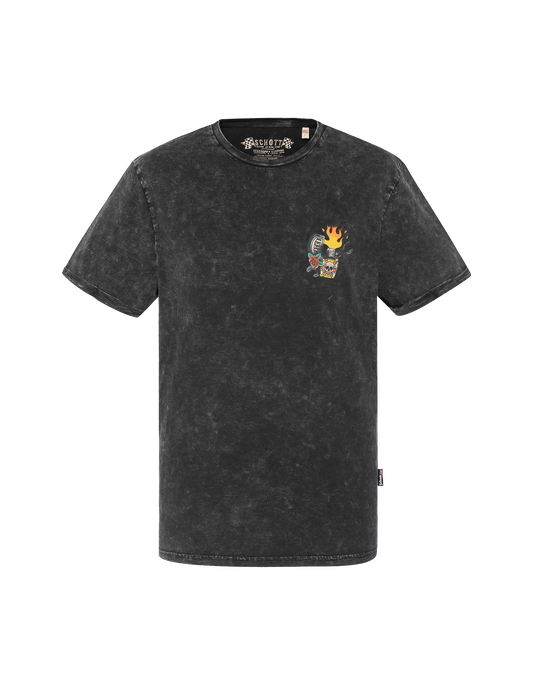 T-shirt biker noir délavé