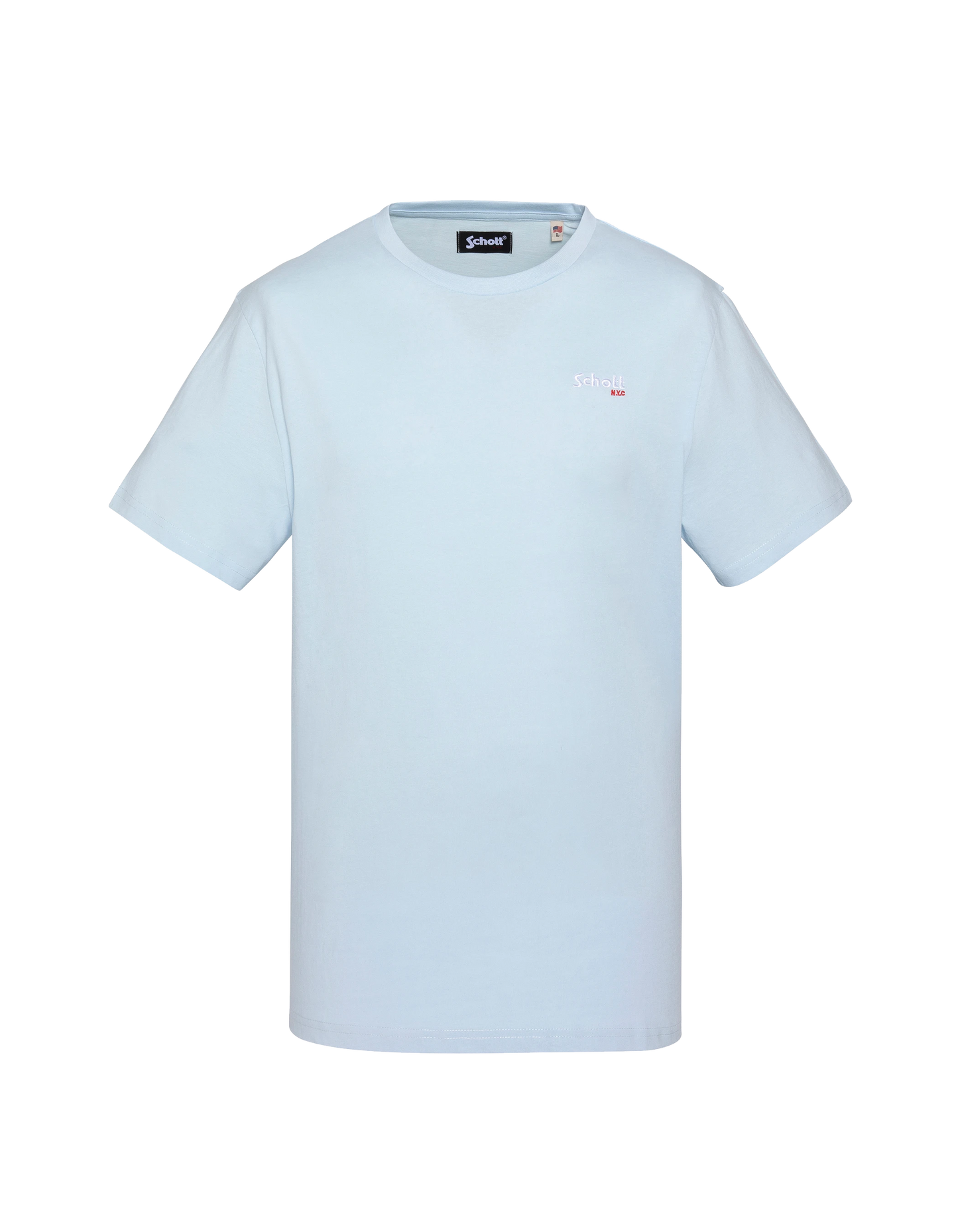 Himmelblaues besticktes T-Shirt