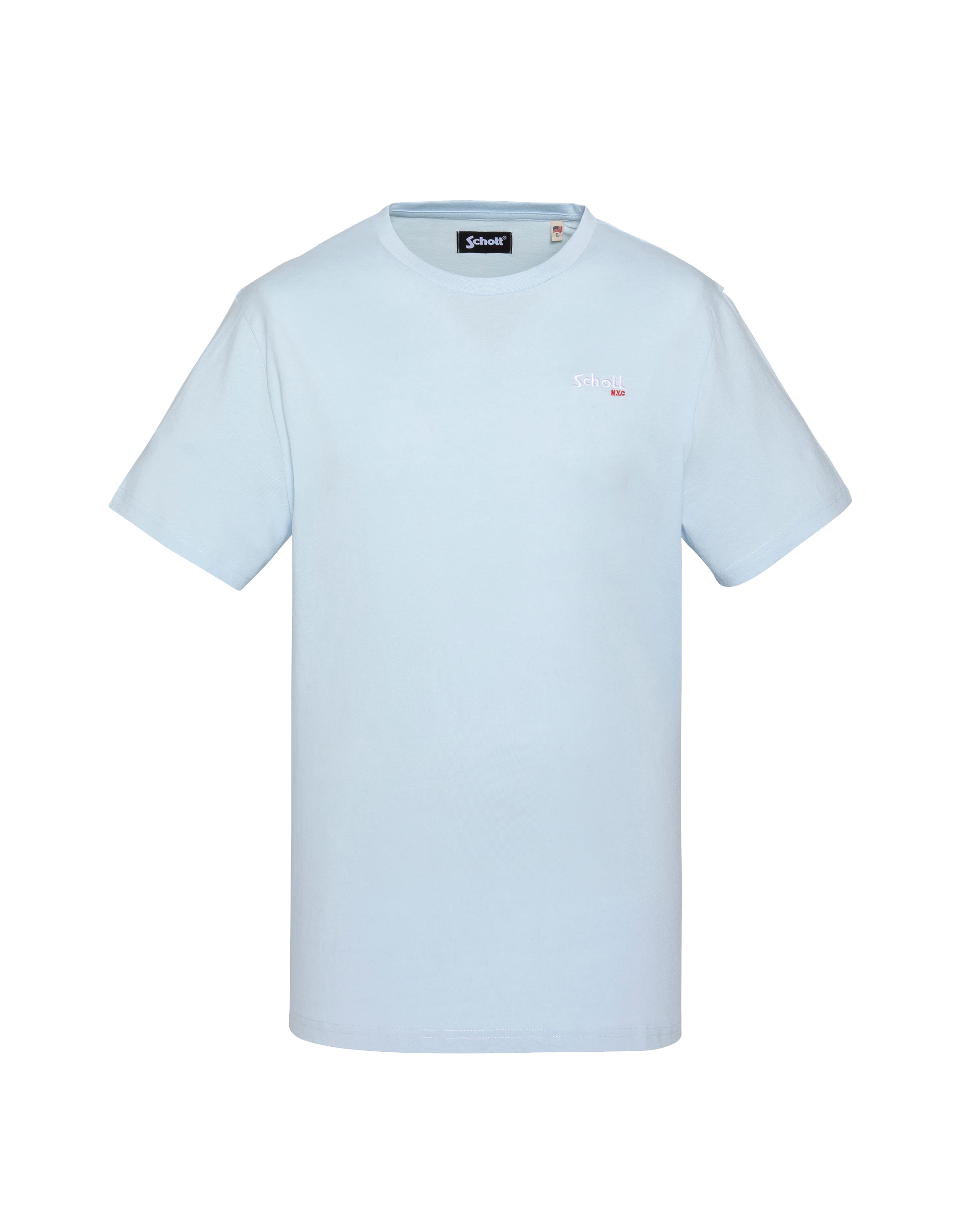 Himmelblaues besticktes T-Shirt-1