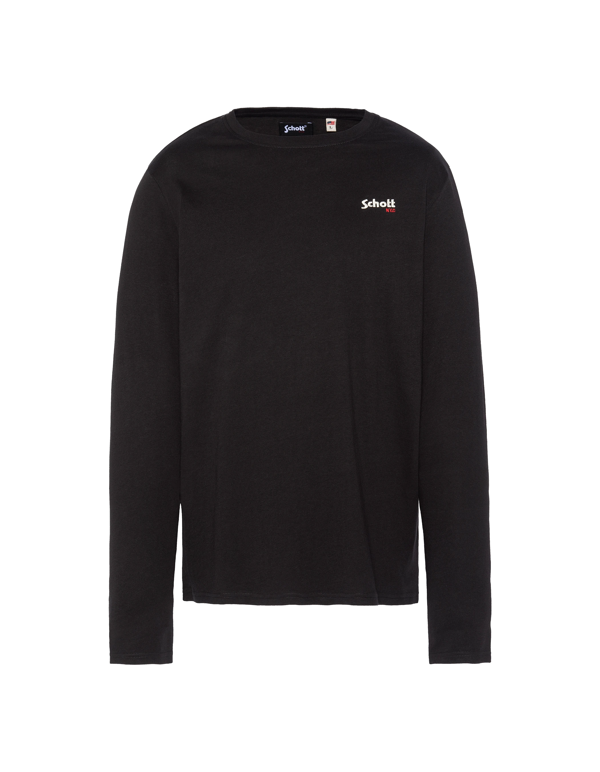 T-shirt noir à manches longues brodé-1