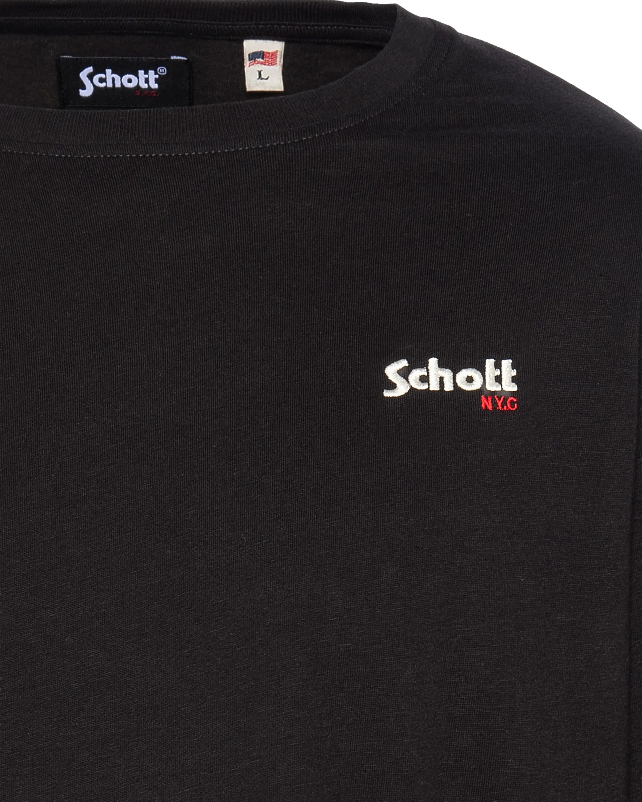 T-shirt noir à manches longues brodé-3