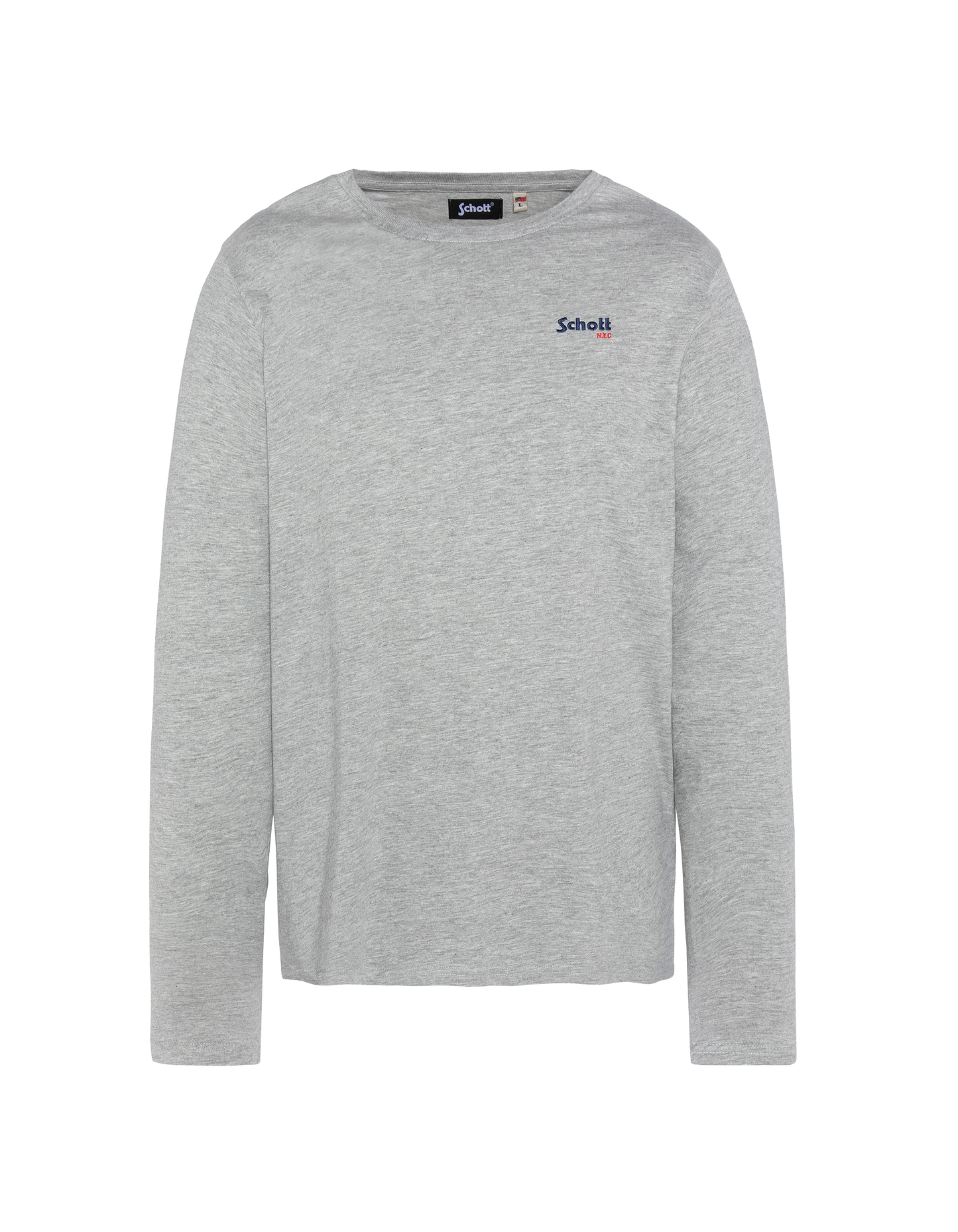 T-shirt gris chiné à manches longues brodé