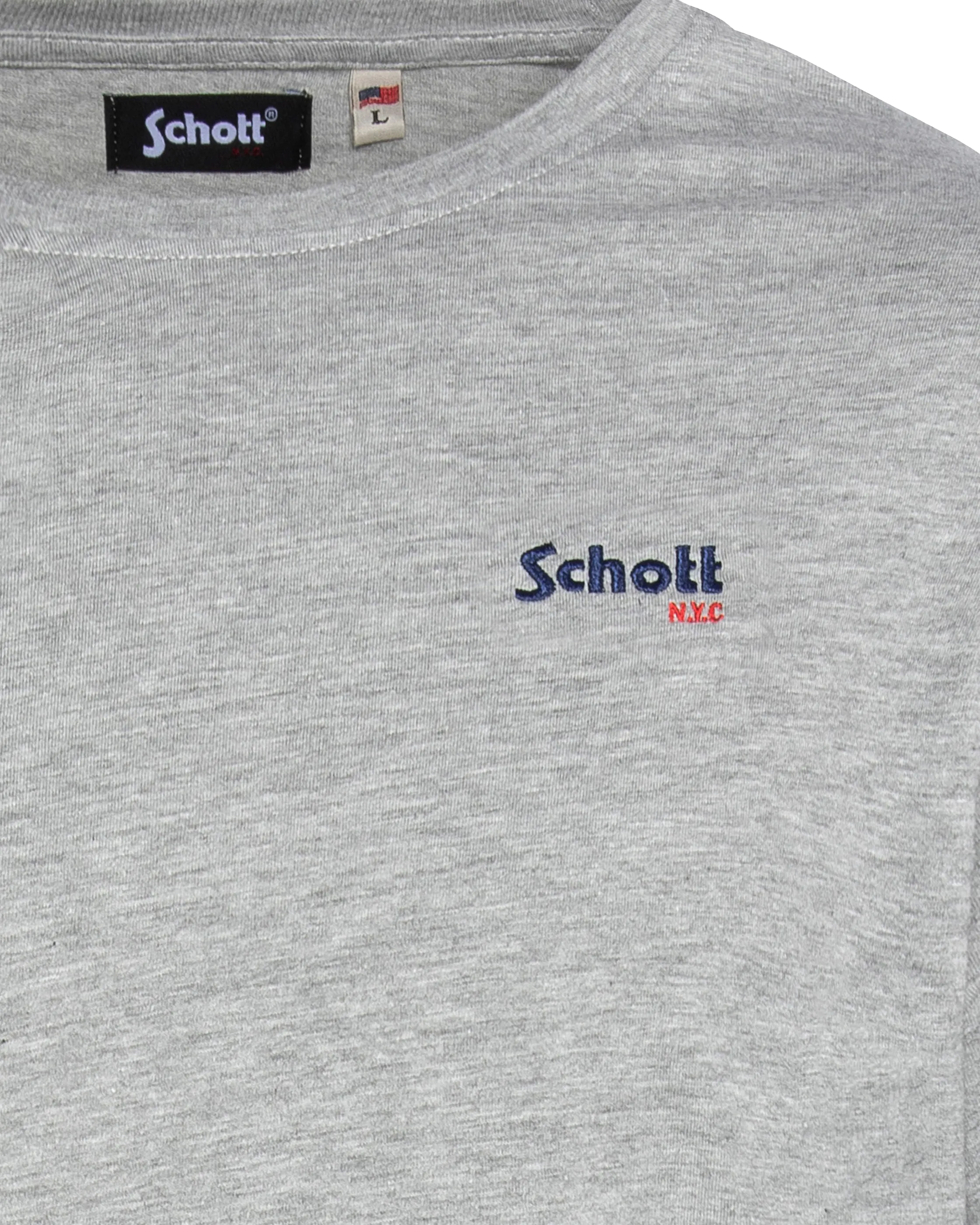 T-shirt gris chiné à manches longues brodé-3