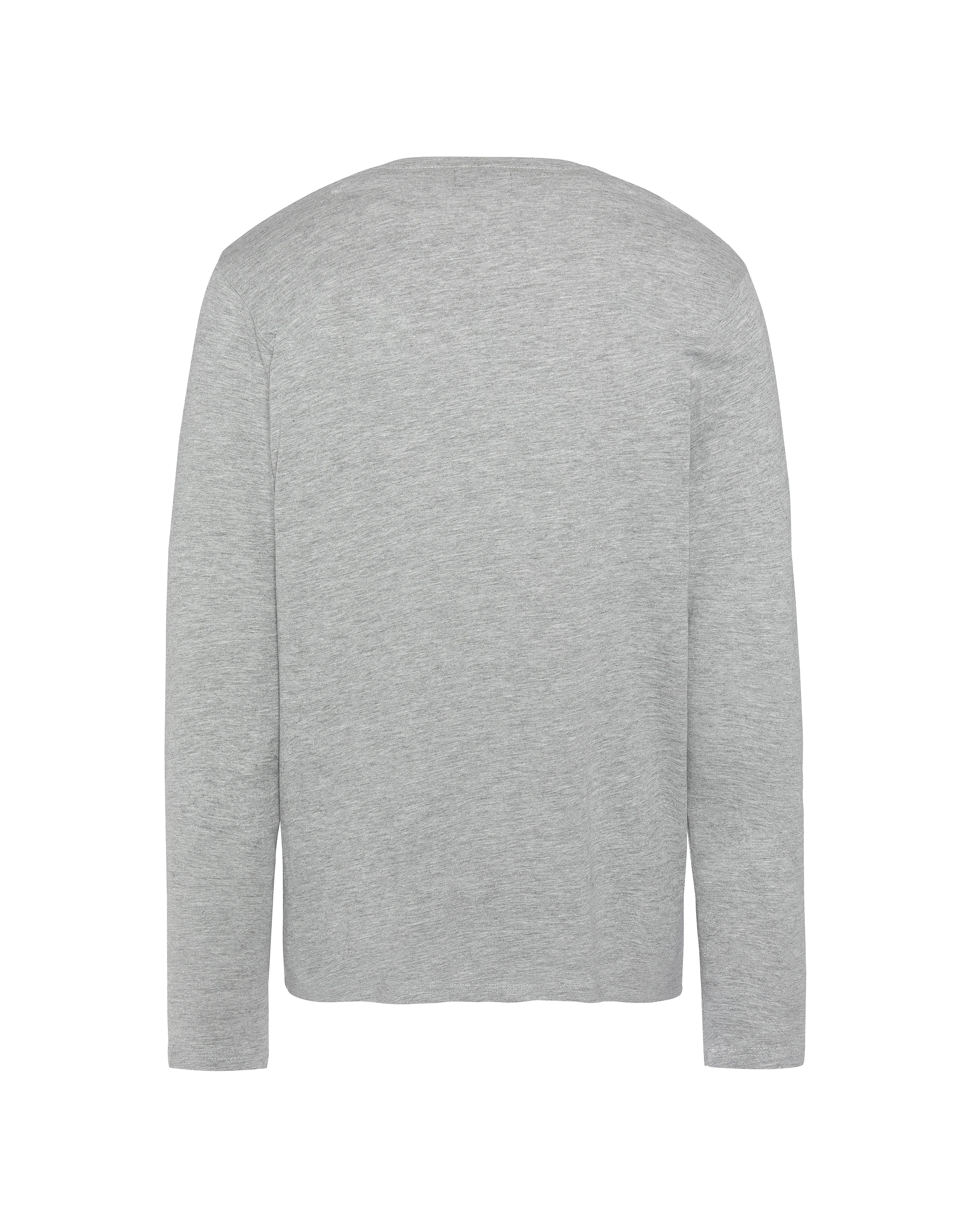T-shirt gris chiné à manches longues brodé-2