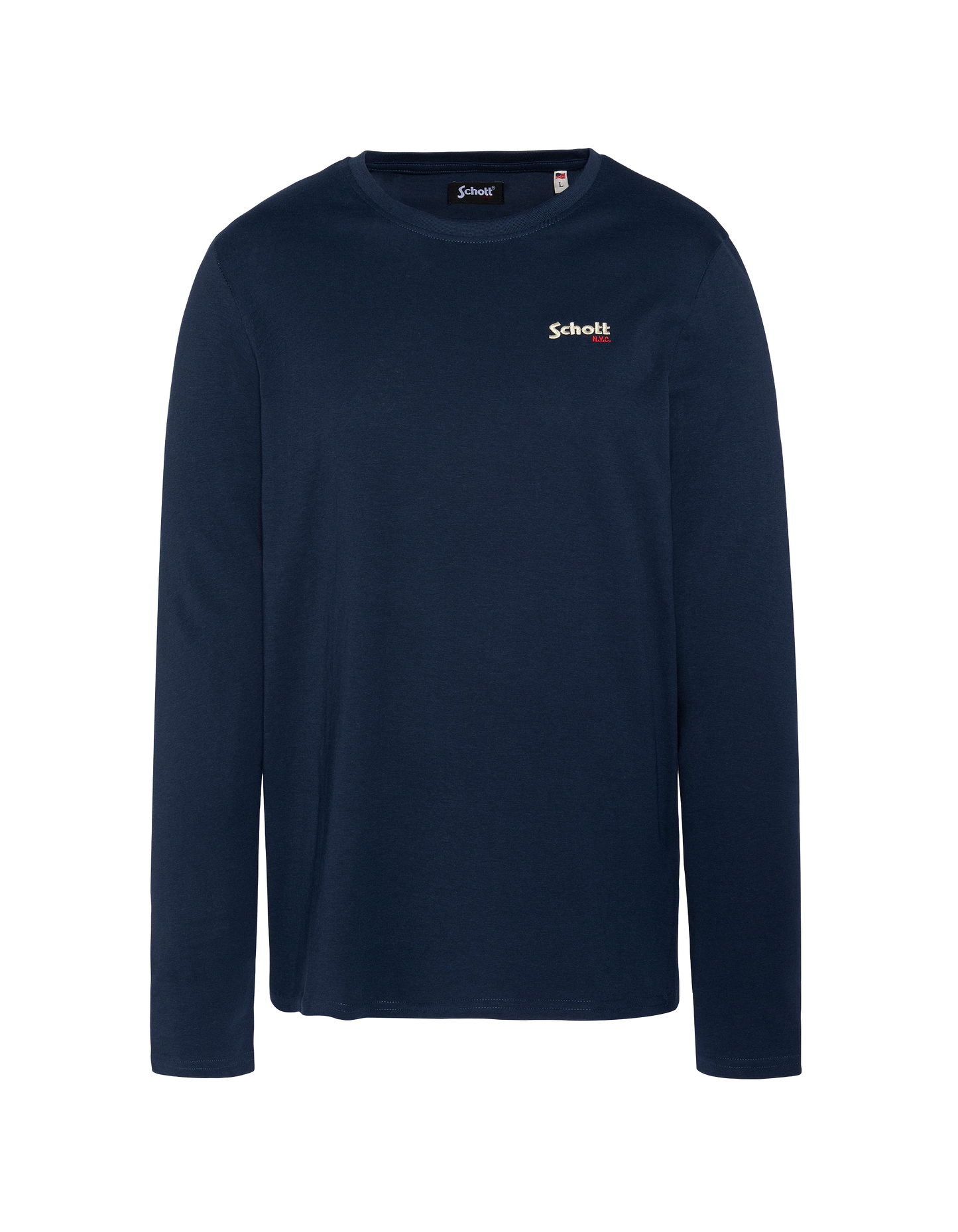 T-shirt bleu marine à manches longues brodé