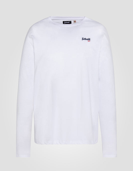 Weißes T-Shirt mit langen gestickten Ärmeln