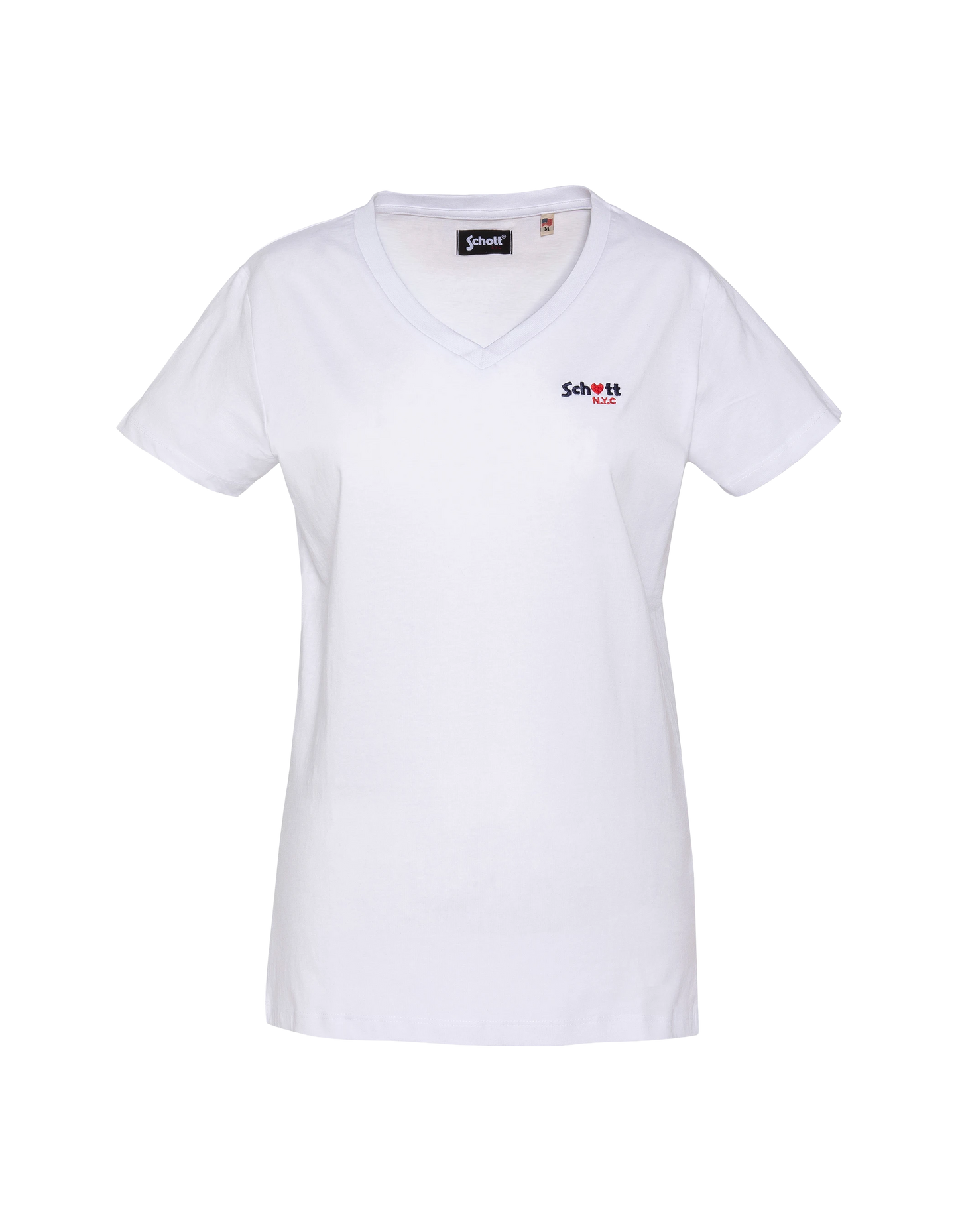 T-shirt blanc col V avec broderie cœur