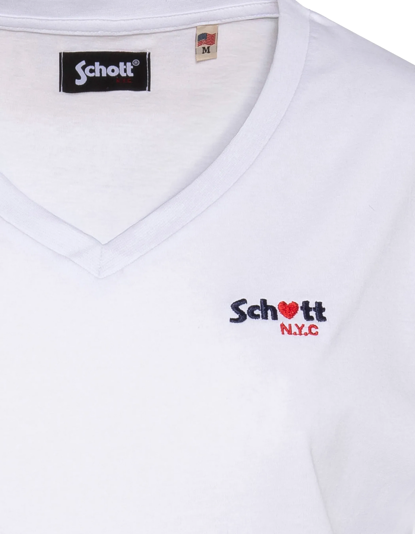 T-shirt blanc col V avec broderie cœur