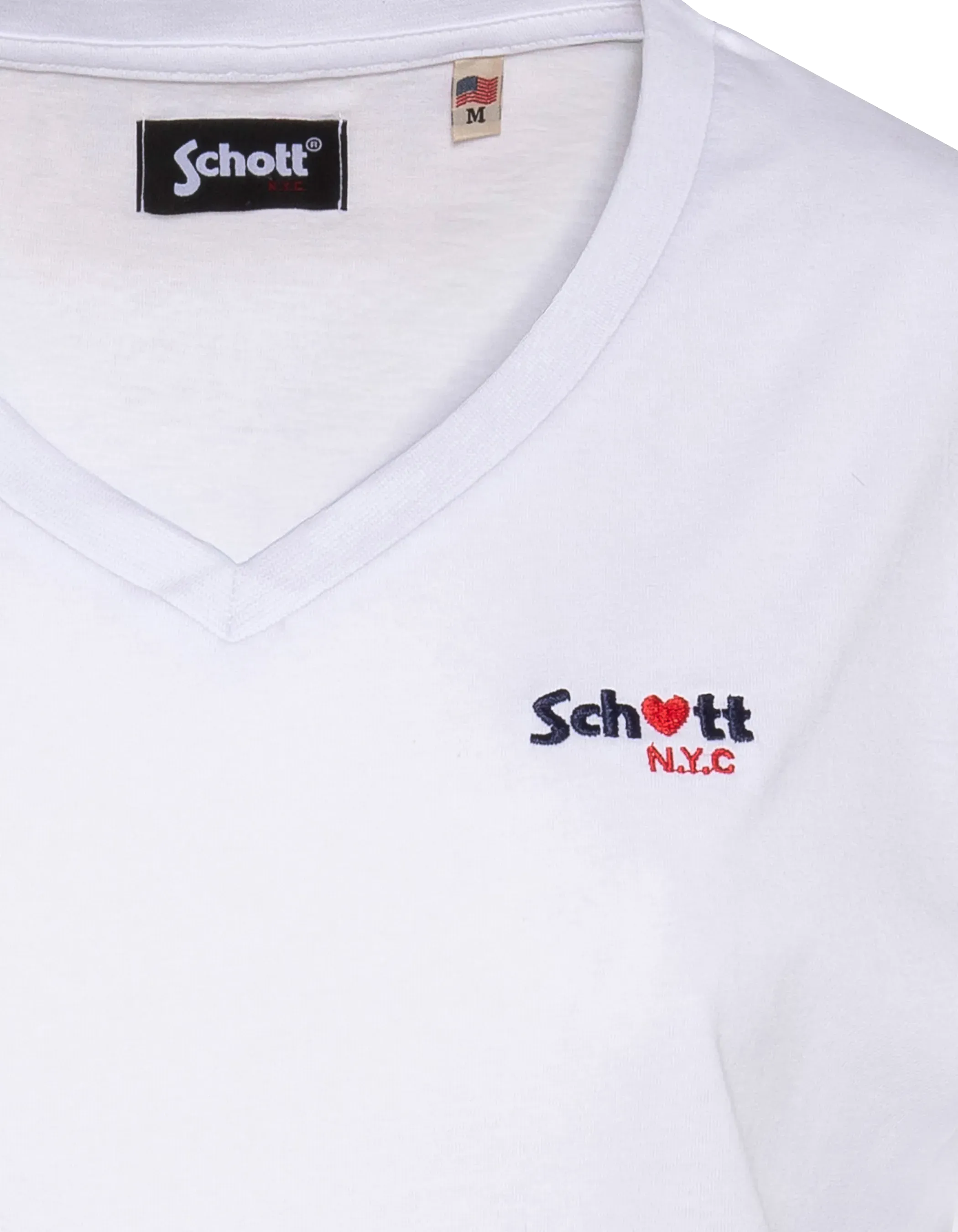 T-shirt blanc col V avec broderie cœur-3