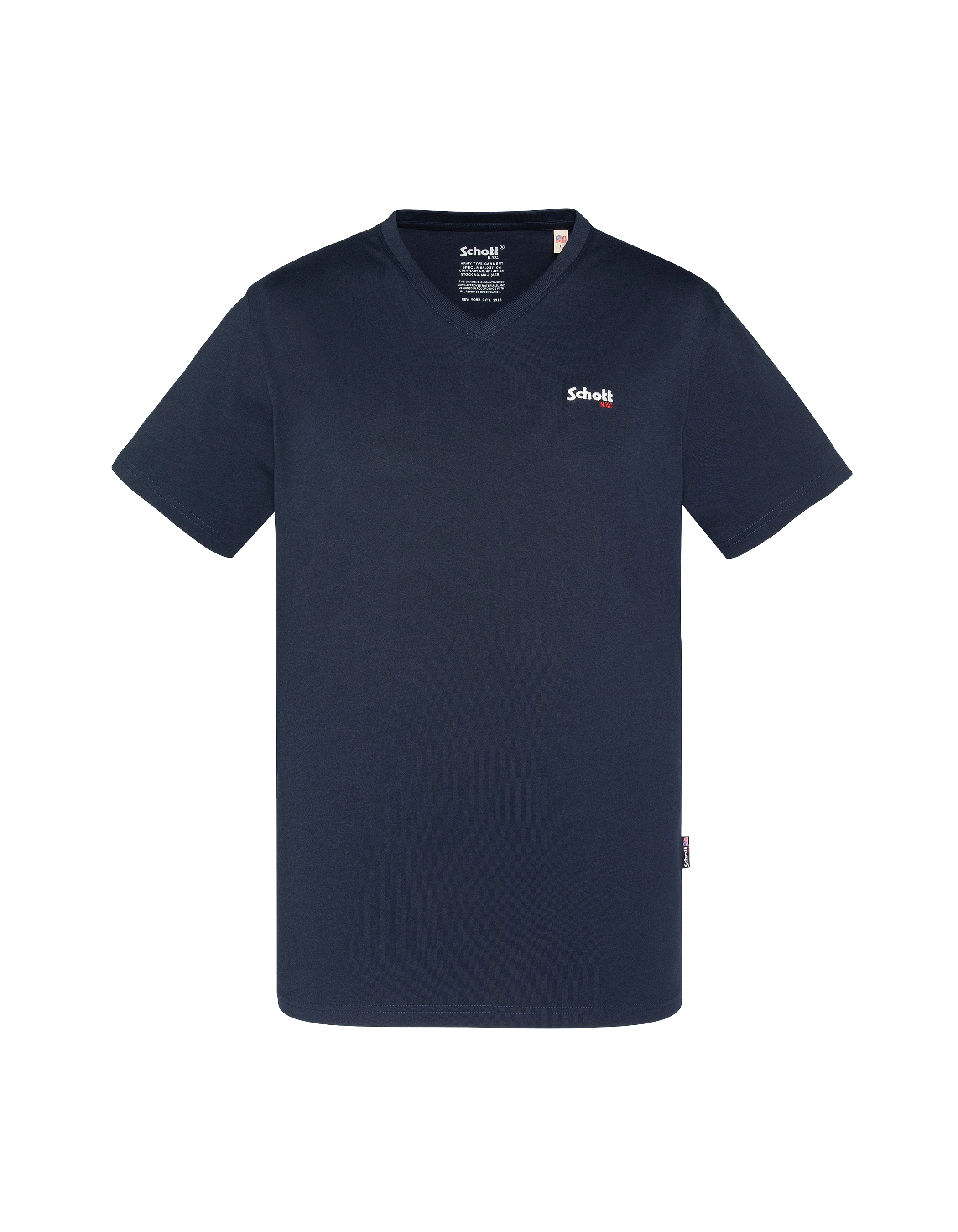 T-shirt col V bleu marine-1