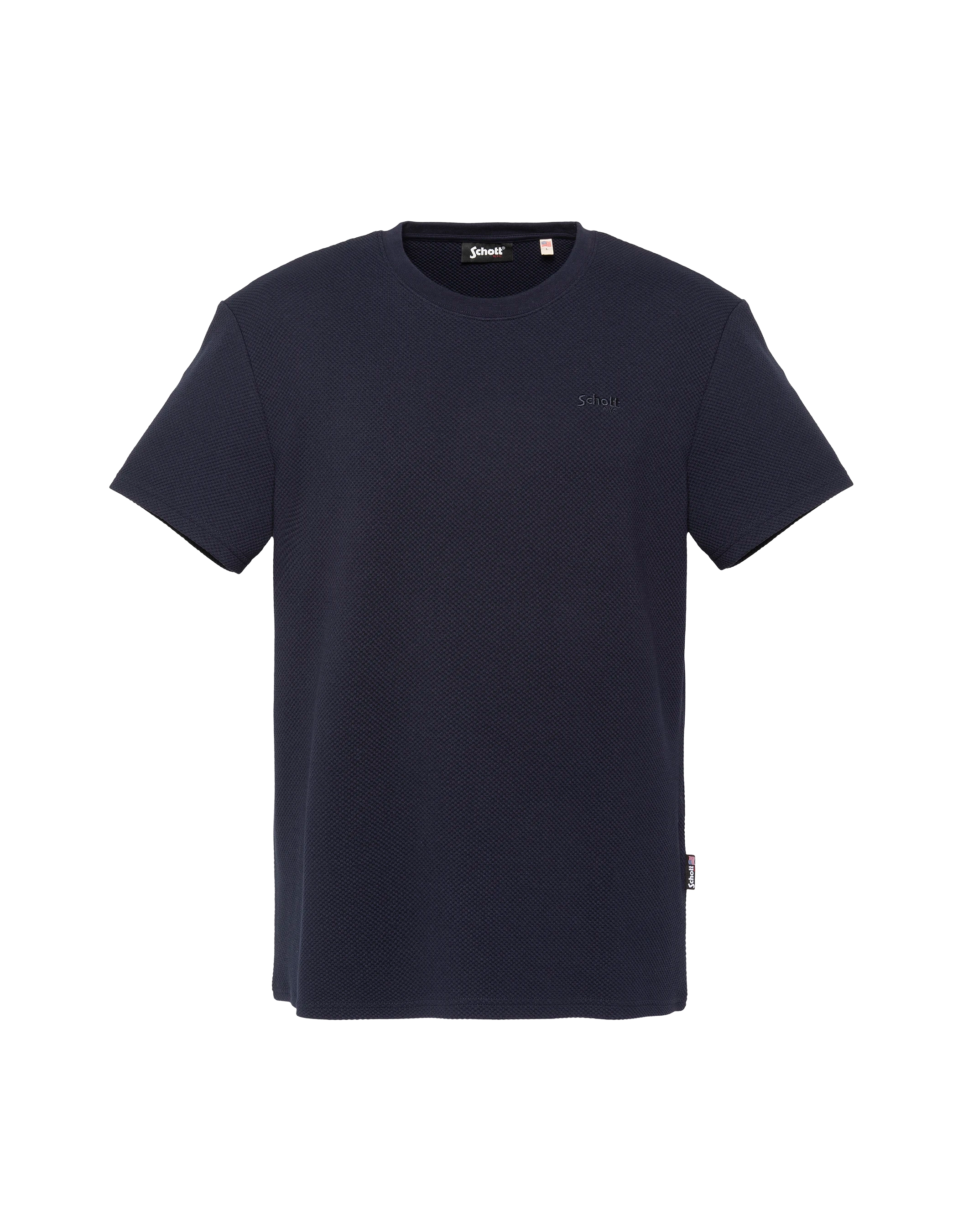 T-shirt bleu marine maille effet gaufré-1