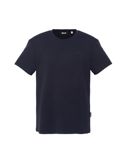 T-shirt in maglia effetto waffle blu navy