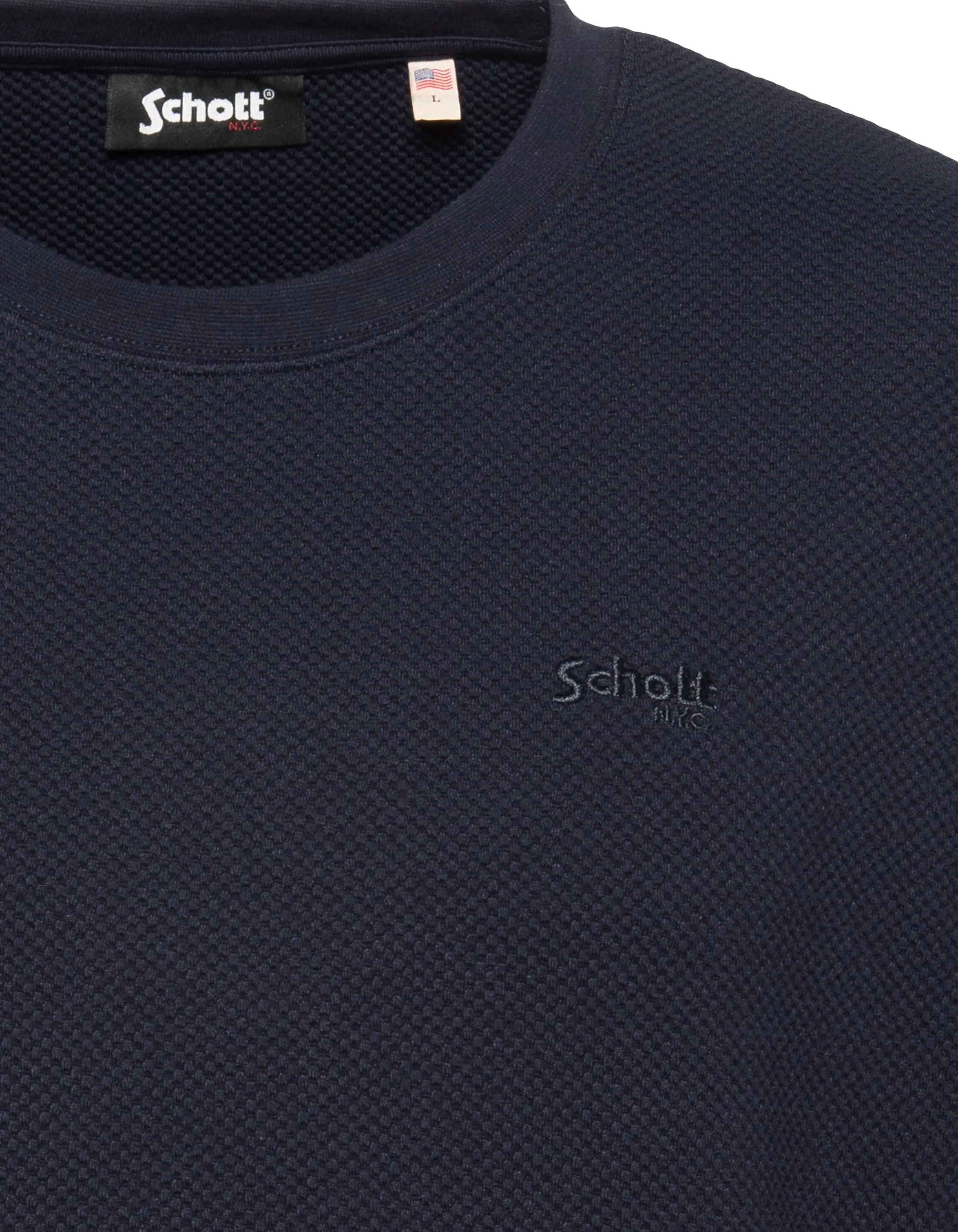 T-shirt bleu marine maille effet gaufré-3