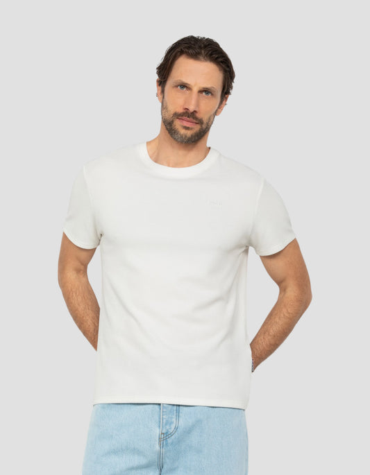 T-shirt blanc maille effet gaufré