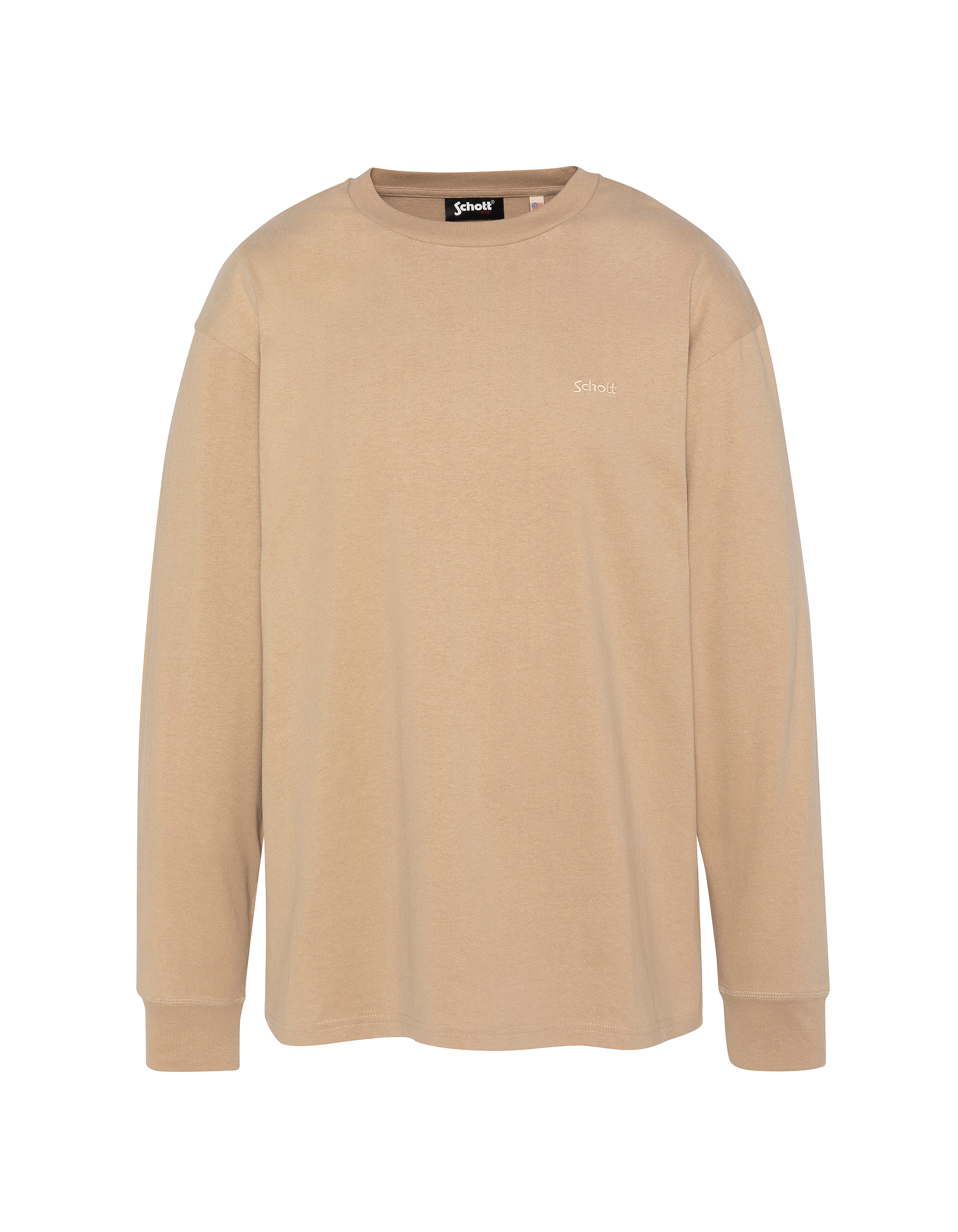 T-shirt beige à manches longues-1