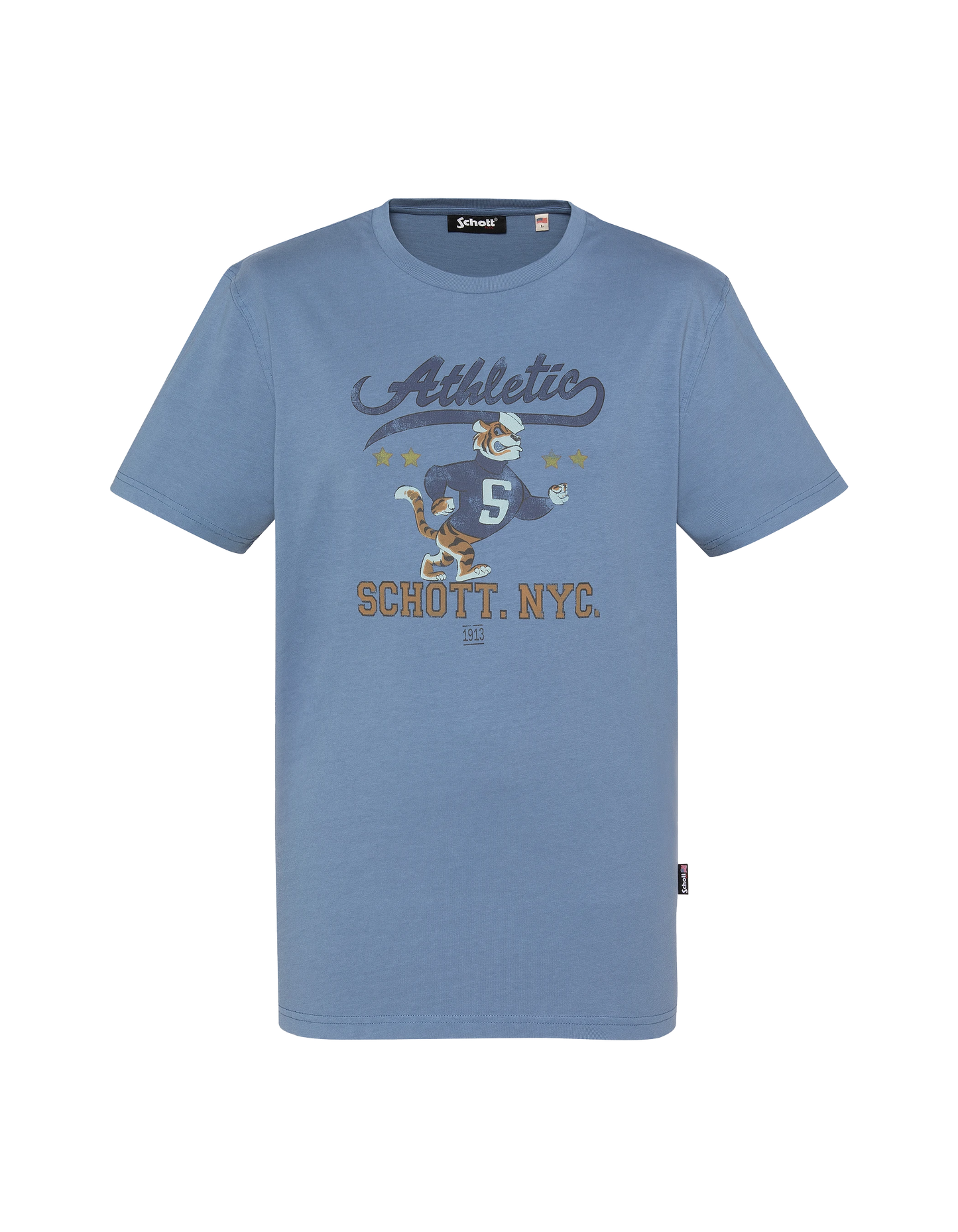 T-shirt university cartoon bleu acier