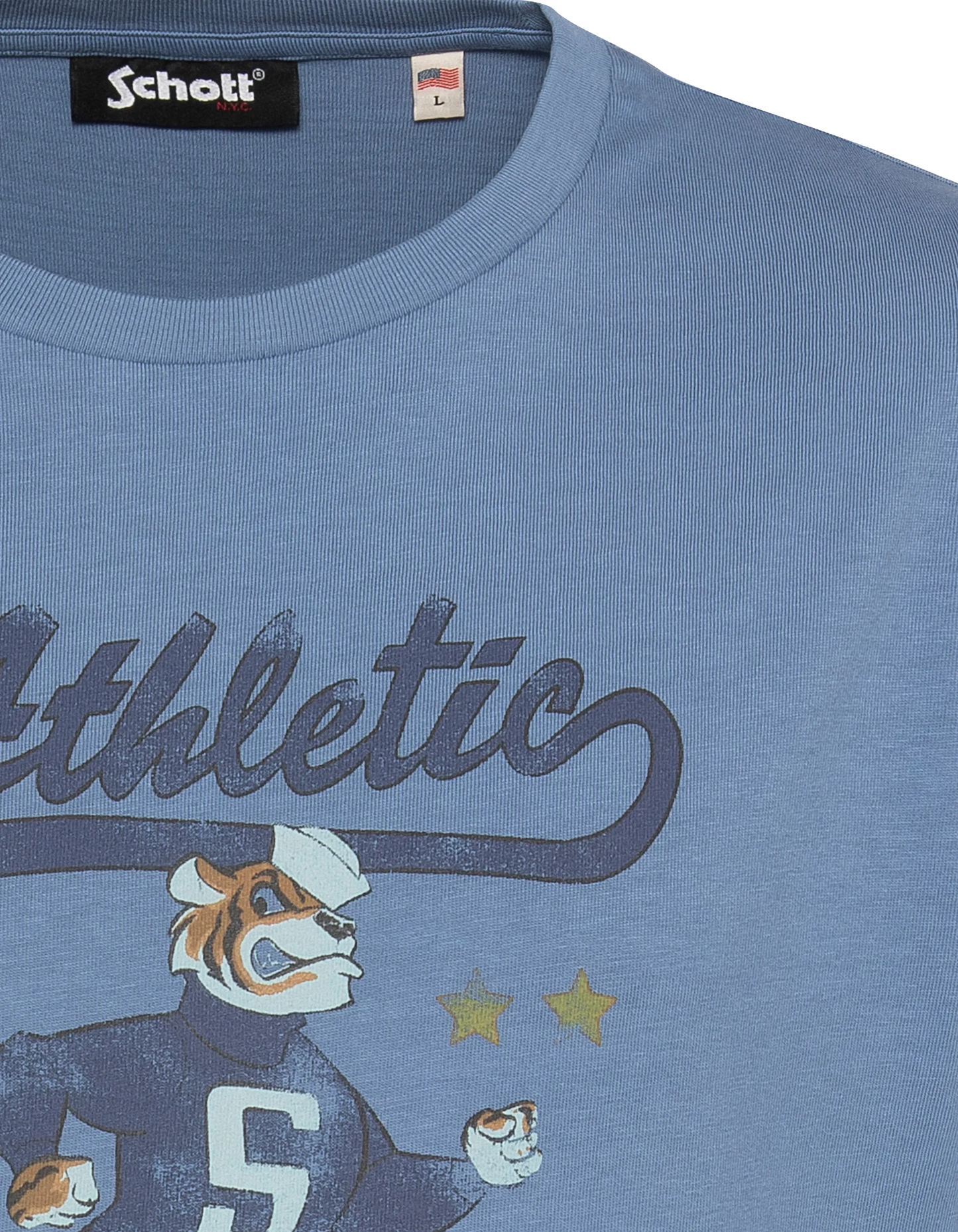 T-shirt university cartoon bleu acier